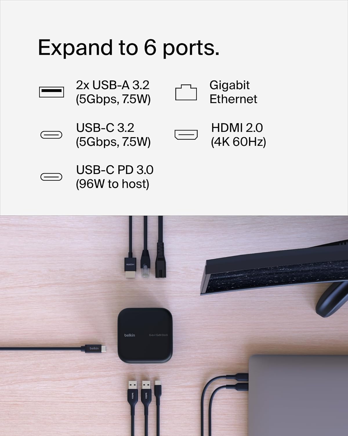 Belkin USB-C Docking Station 6 in 1 Core GaN