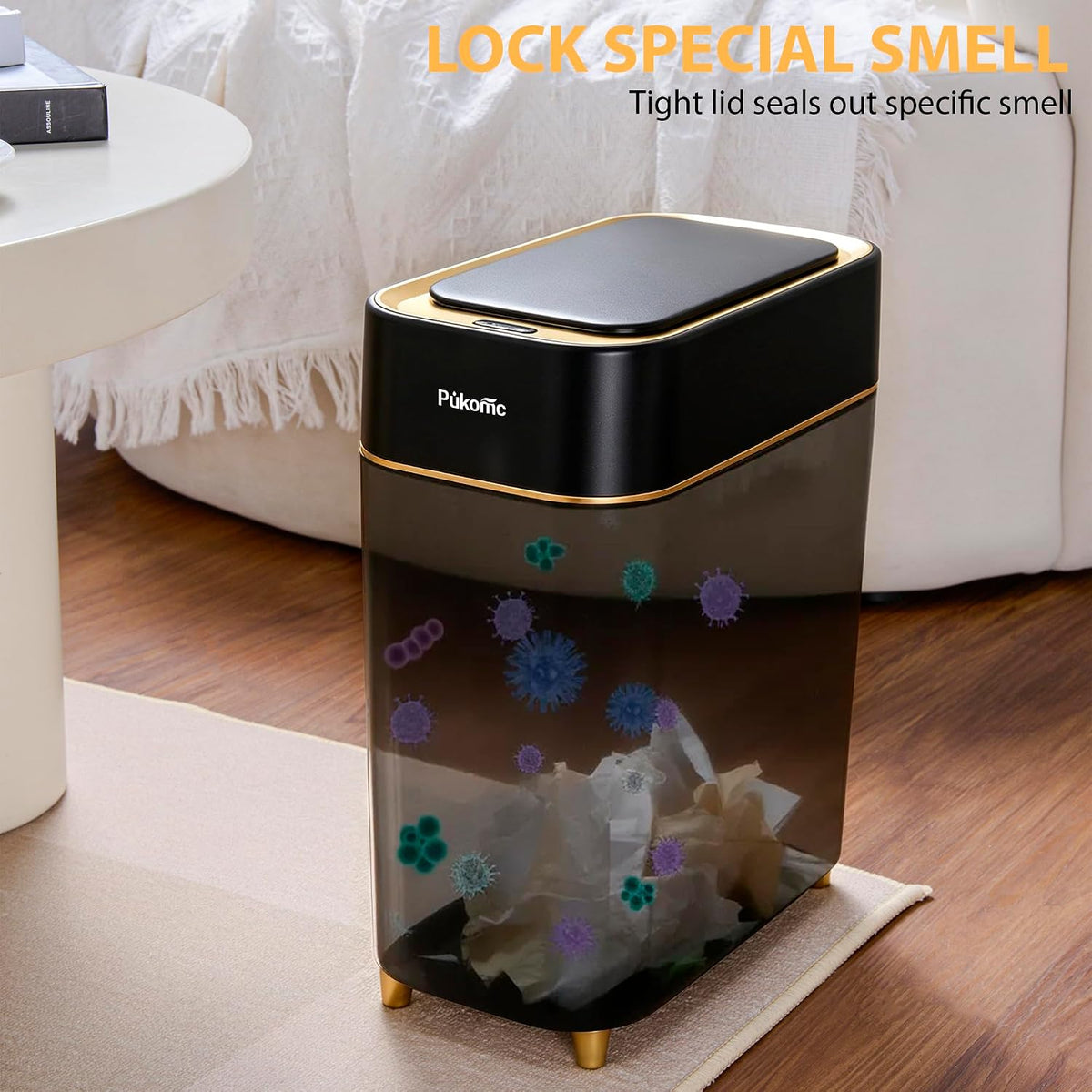Pukomc Automatic Small Sensor Trash Can with Touchless Lid