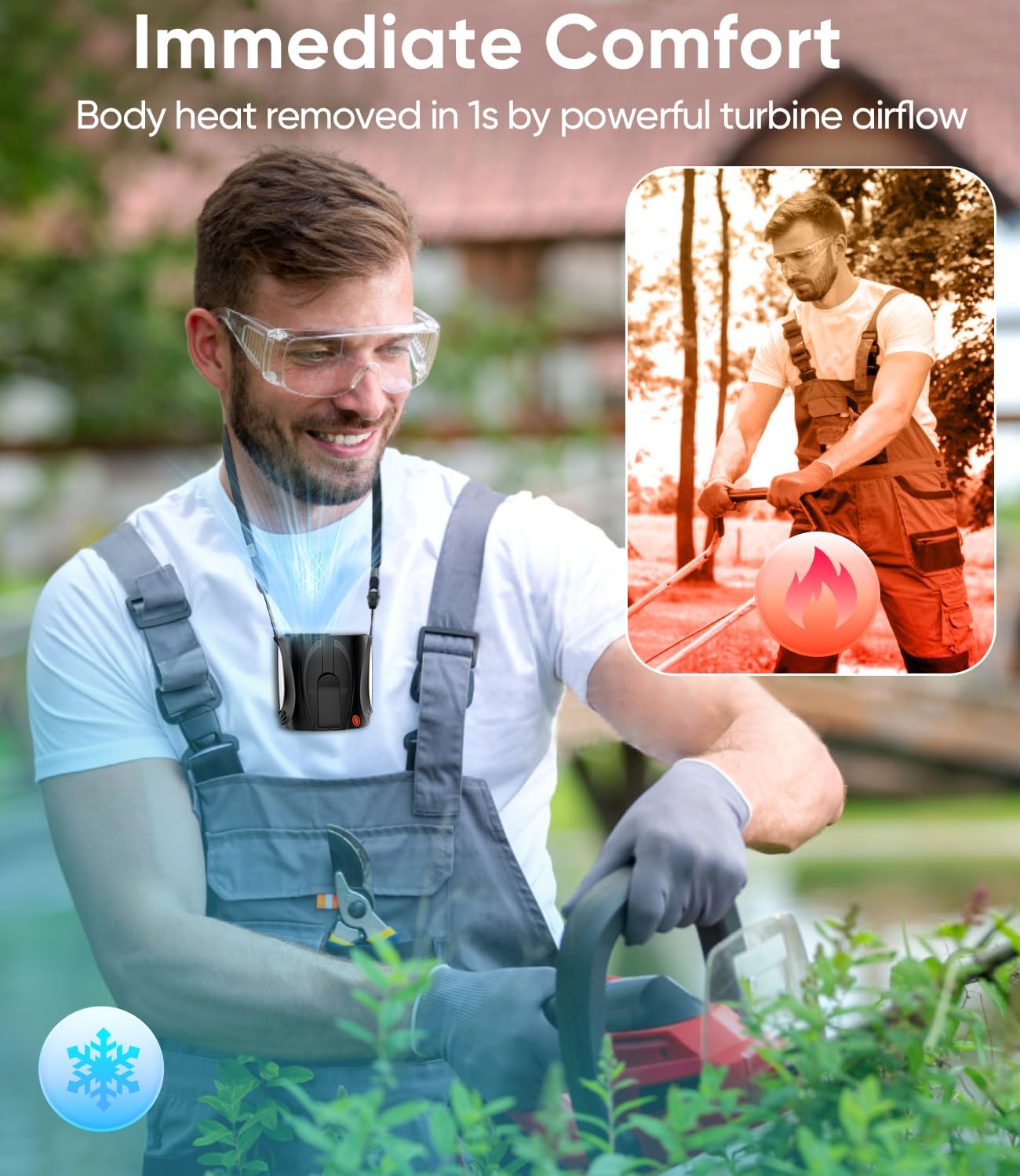 Tedajo AI Portable Waist Fan, 6 Speeds 16000RPM Strong Turbo Airflow, 40H Max Cooling Battery Powered Personal Fan Rechargeable, Hands-Free Shirt/Belt/Neck Fan for Work, Outdoor, Travel, Gift for Men