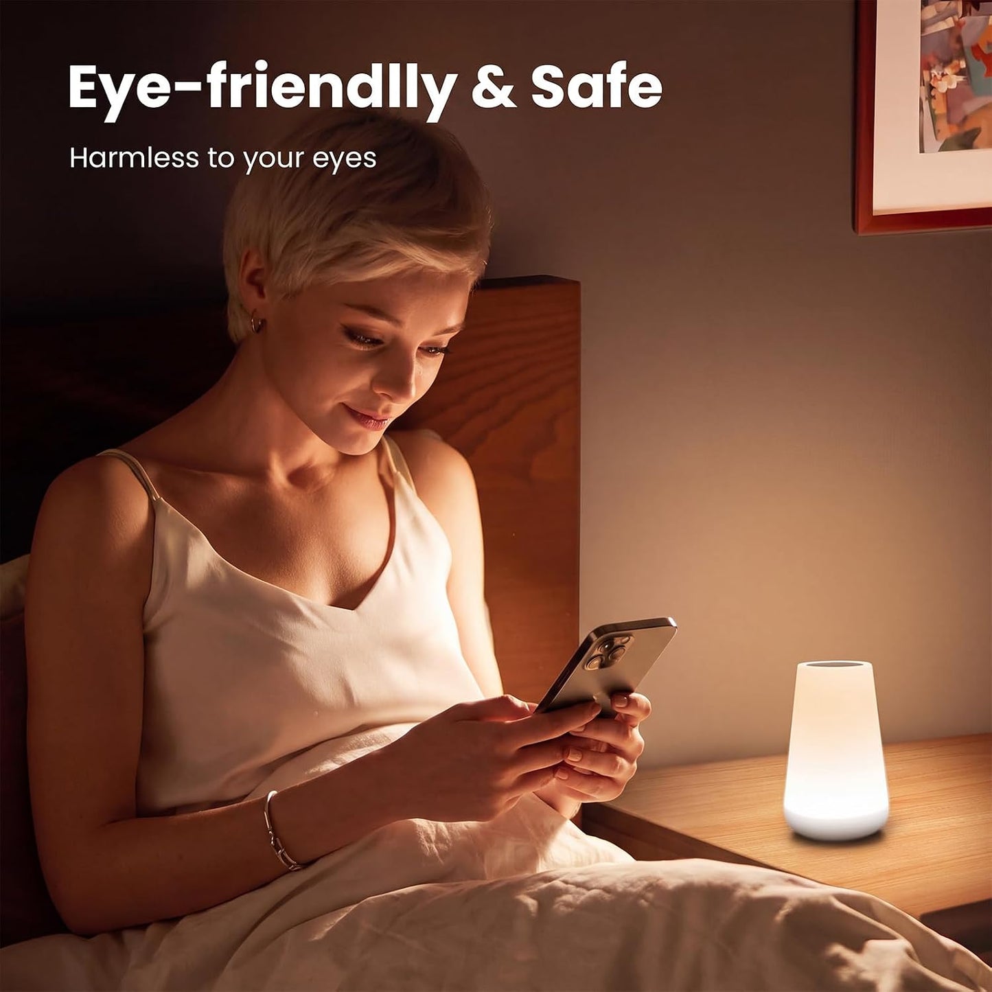 THAUSDAS Telecontrol Night Light Touch Lamp: 13 Colors, 5 Brightness, White | TableBedside Lamp 1500mAh USB Rechargeable - 3 Lighting Modes, 1/2/4/6H Auto - Off For Nursery & Bedroom & Camping