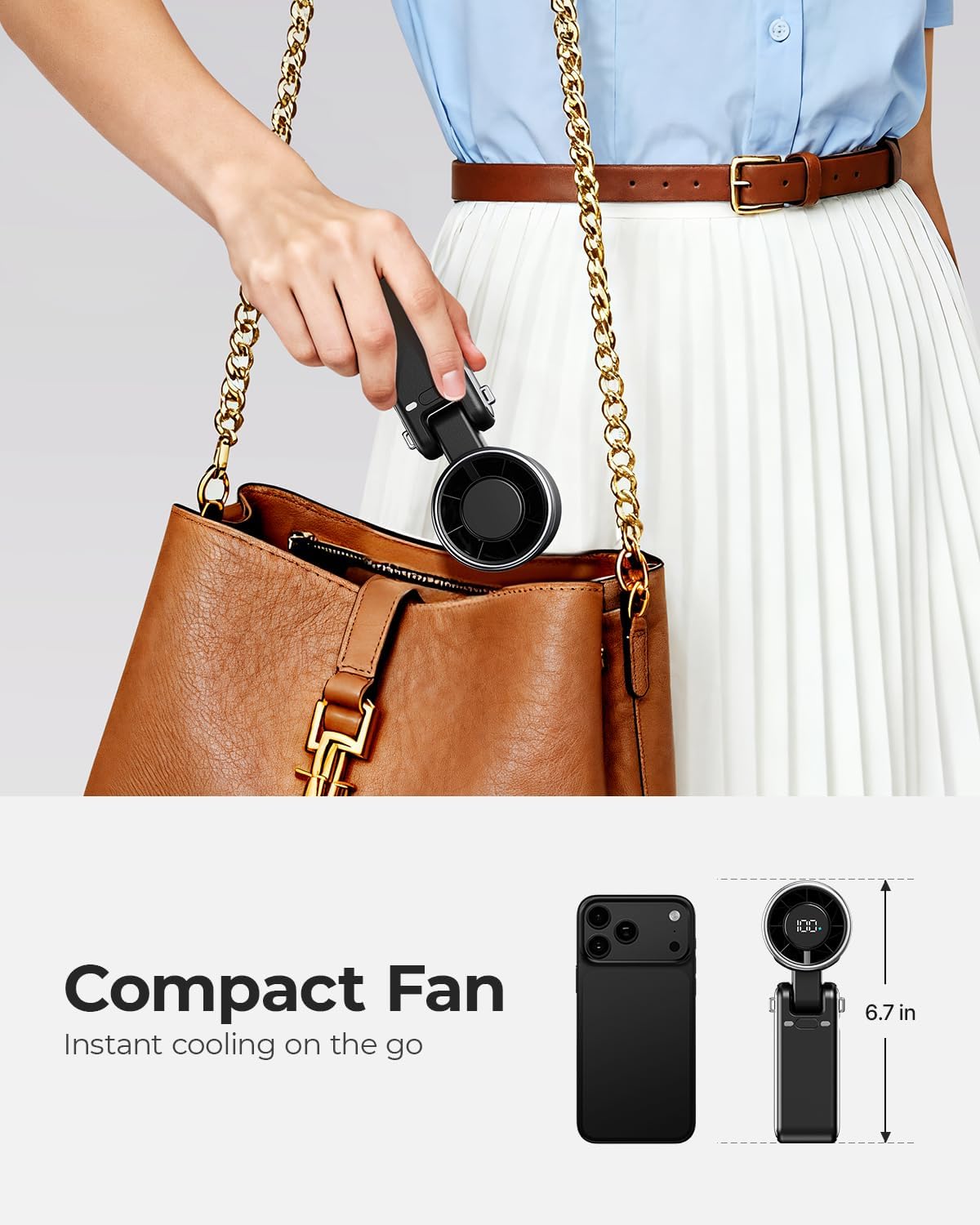 Portable Handheld Turbo Fan - 5 Gear High Speed 4000mAh Rechargeable Mini Personal Hand Fan Blow Cold Air, Battery Operated Travel Essentials, Beach Vacation, Gifts for Women, Men (Black)