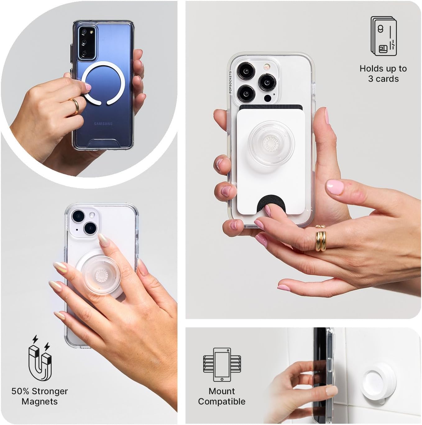 PopSockets Phone Grip for MagSafe, Magnetic Holder, Phone Stand, Purple - Aura