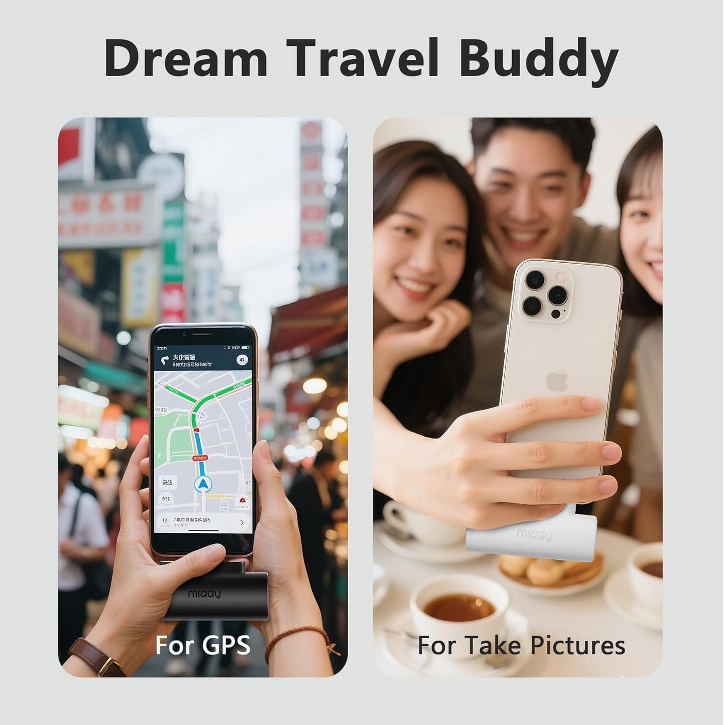 Miady 2-Pack Mini Portable Charger Built-in USB C Connector Small PowerBank | 5000mAh丨Lightweight丨for Backpack Travel丨Compatible with iPhone 17 Galaxy Android丨Ultra-Compact丨Flight-Safe丨18Wh丨White+White