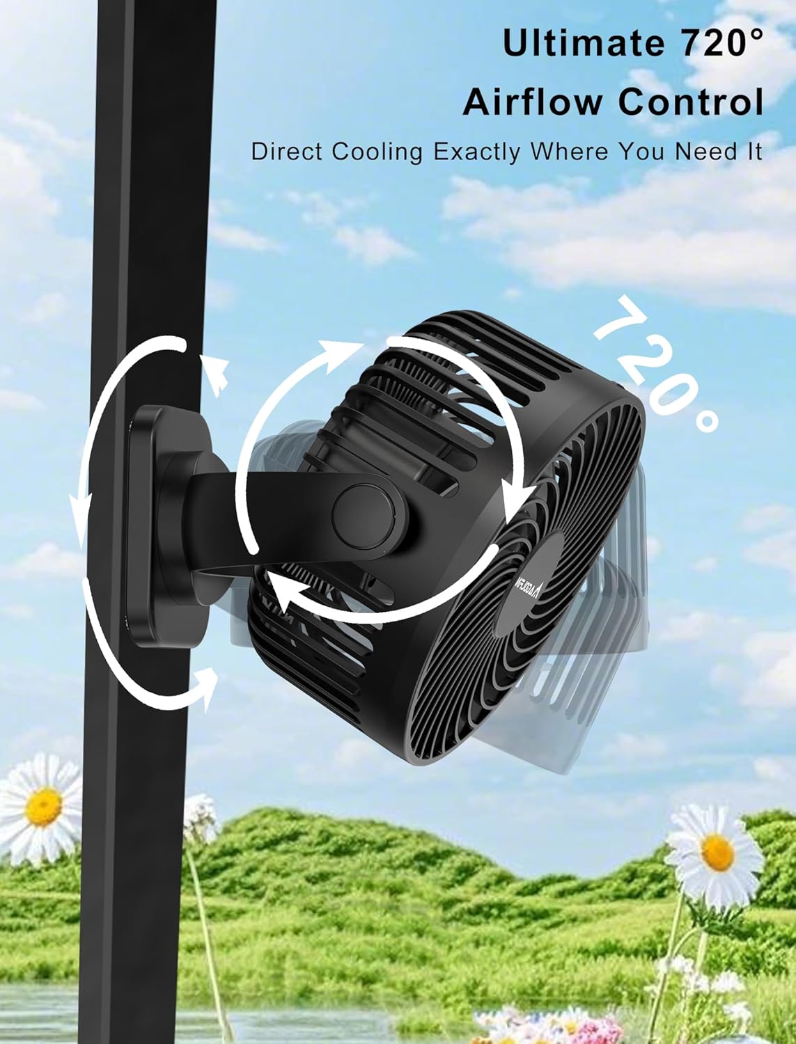 [Upgraded 2X Magnet] 2-Pack Magnetic Golf Cart Fan Rechargeable, 12000mAh Battery Operated Portable Fan with Light, Magnetic Base, Suitable for EZGO Club Car Yamaha, Golf Cart Accessories 2026