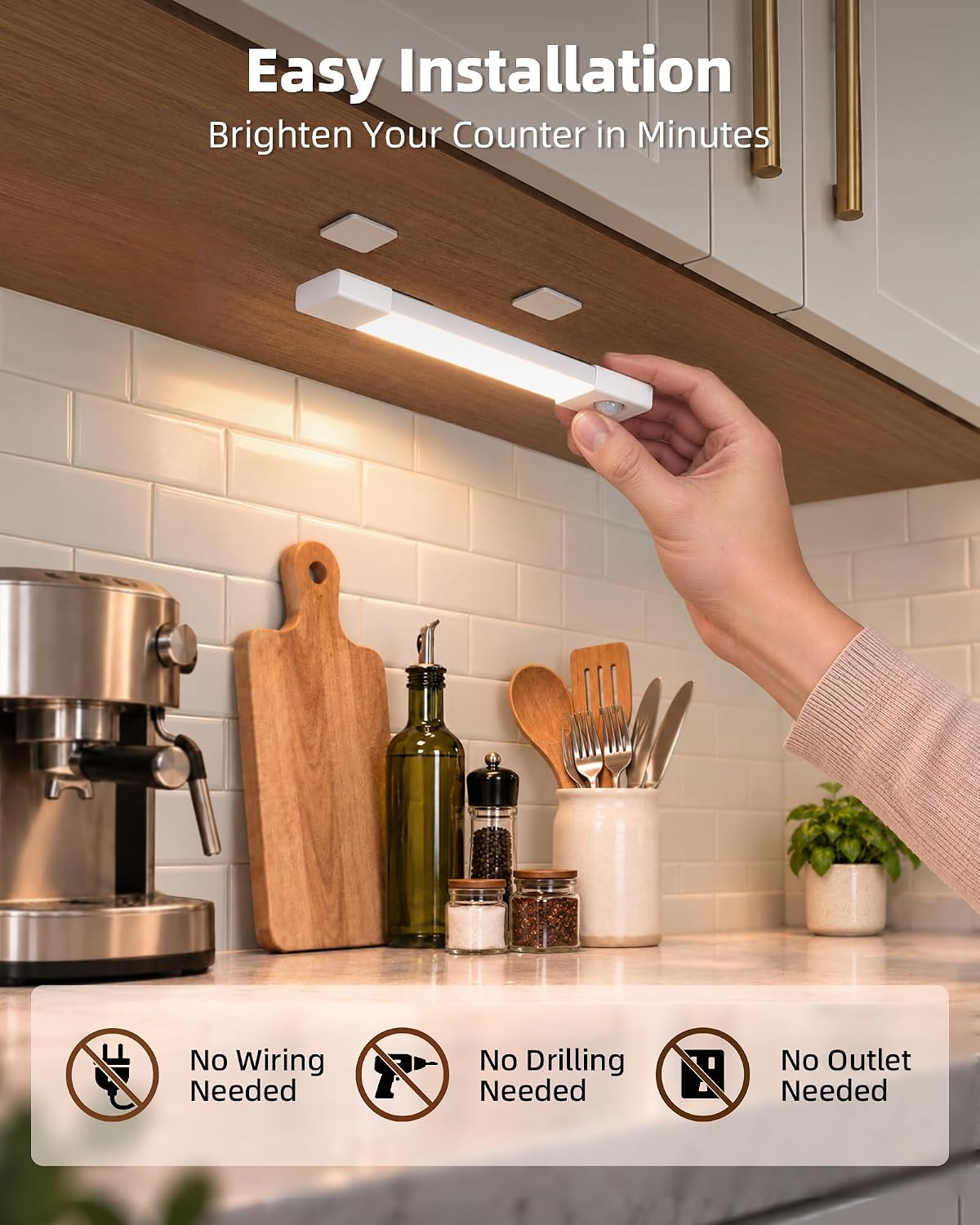 EZVALO 8'' Motion Sensor Closet Lights,Under Cabinet Lighting, 6 Pack