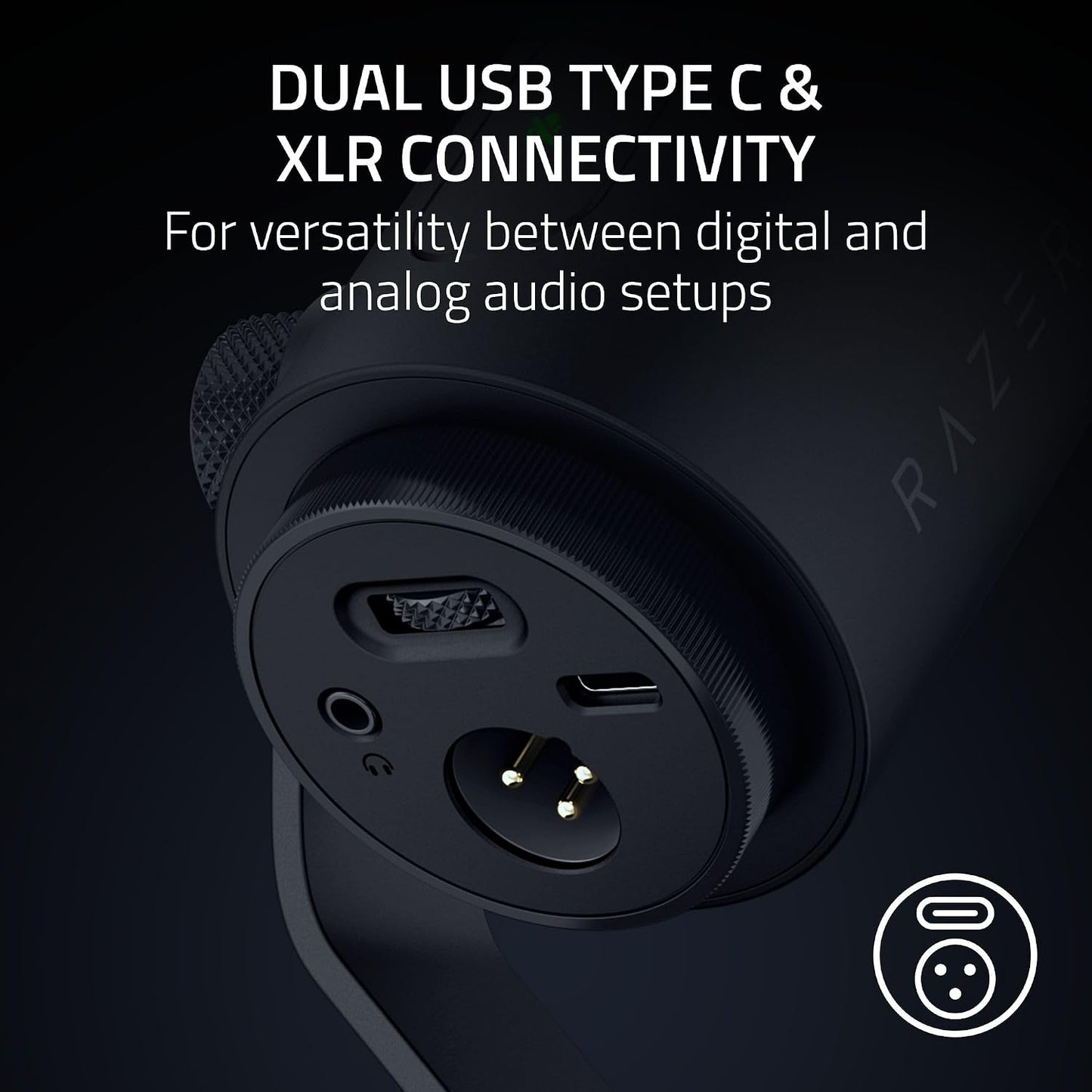 Razer Seiren V3 Pro Microphone, Dynamic USB Type C & XLR Mic, Black | 32-bit Float Support, Built-in Audio DSP, AI Noise Removal, Shock Absorber & Pop Filter, Chroma RGB Lighting Ring, Streaming