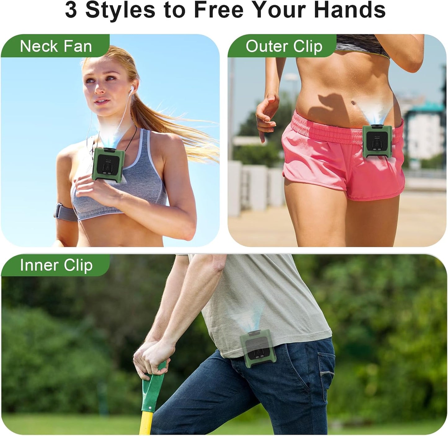 FANSYJKJ Portable Waist Fan Personal Fan | Cooling Body,Clip Belt Shirt Fans For Outdoor,5 Speed,Max 55H Runtime,Low Noise
