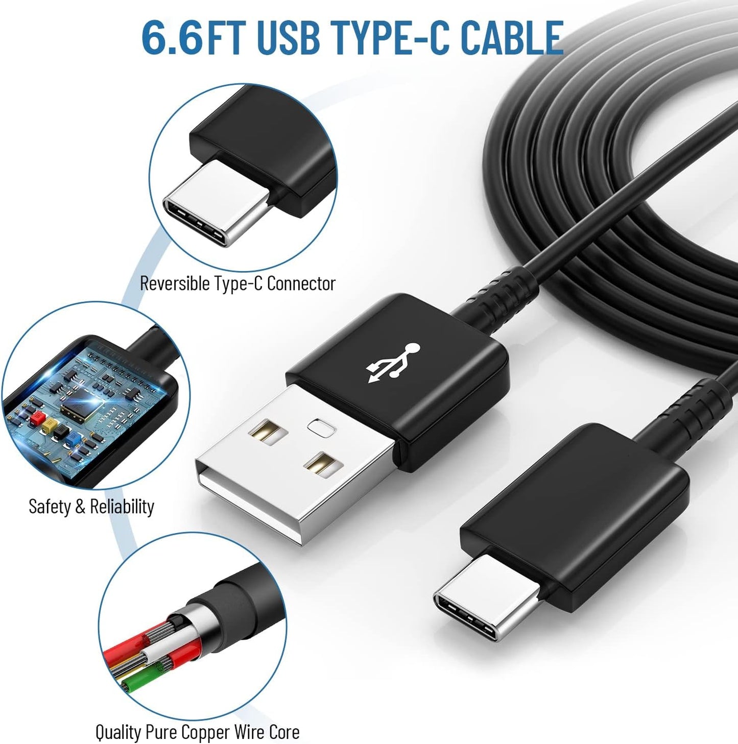 Phone Charger USB C Charger Fast Samsung Charger Type C Chargers Fast Charging Android Charger for Samsung Galaxy S26/S25/S24/S23/S22/S21/S20/S10/S10/S10E/S9/S8,Note 8 9 10 with 6.6Ft Cable Cord