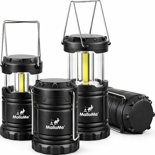 MalloMe LED Camping Lantern, Battery Powered Lanterns for Power Outages, Portable Hanging Collapsible Camping Lights for Outdoor, Home, Emergency, Hurricane Lamp Survival Outage Light 3 x AA Operated