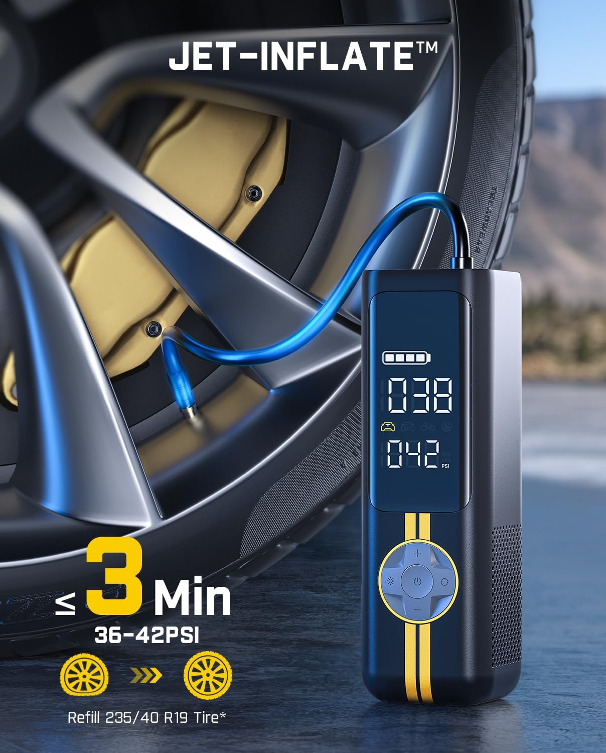 Fanttik X8 APEX EV Tire Inflator Portable Air Pump, 2X Faster Inflation | 150PSI Cordless Air Compressor with Powerful Battery, Handed Inflator for Electric Cars, Cars, Motorcycles, Bikes, Balls