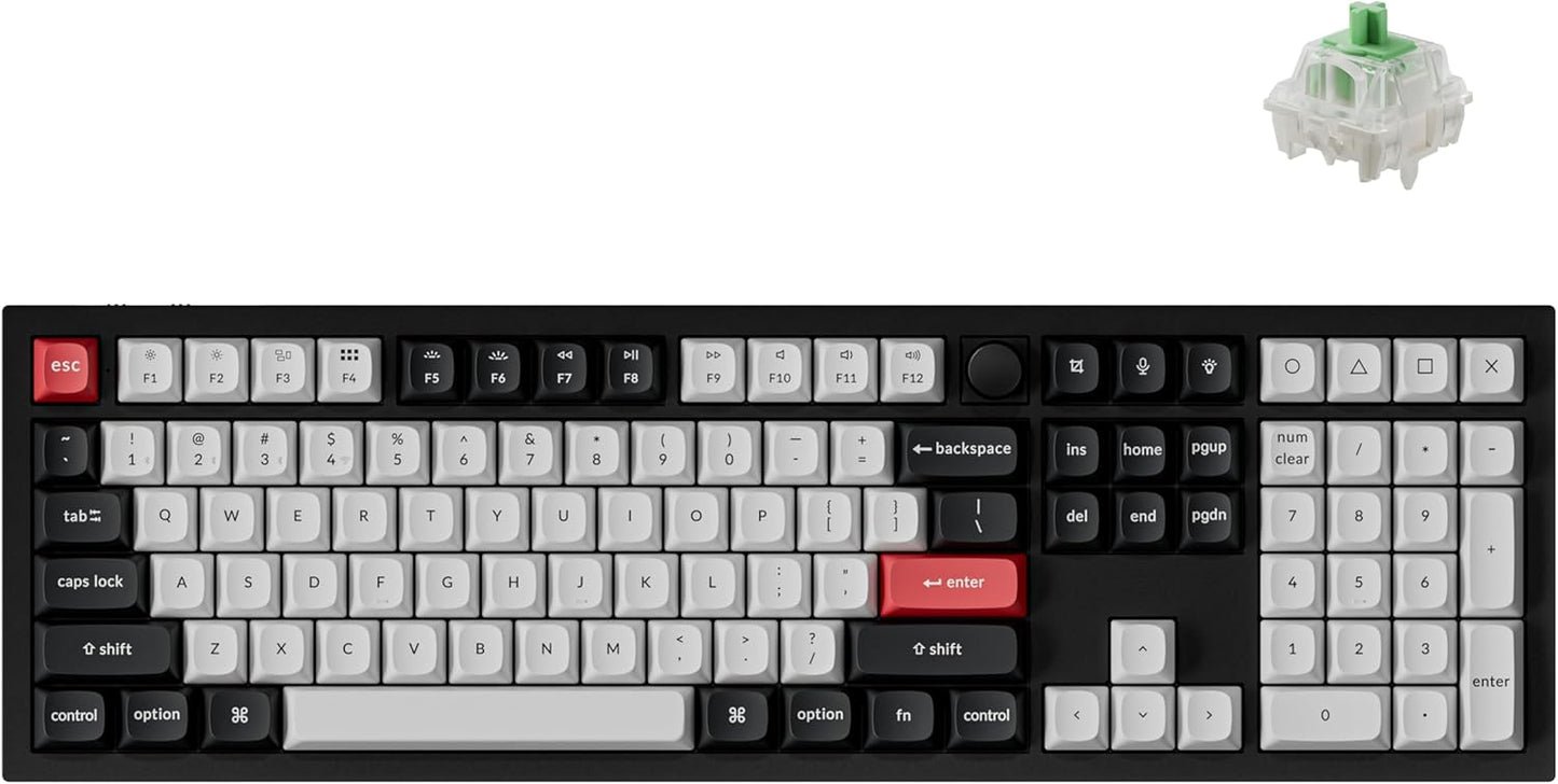 Keychron Q6 HE Wireless Custom Magnetic Keyboard 100% Full-Size Layout | 2.4 GHz/Bluetooth/Wired, QMK Launcher, Hot-Swappable Gateron Double-Rail Magnetic Switches for Mac Windows Linux - Aluminum