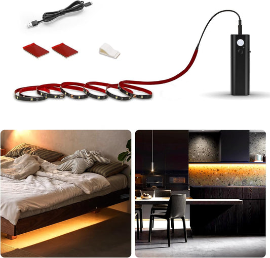 WOBANE Motion Activated LED Strip Light,6.56ft Closet Lighting Warmwhite