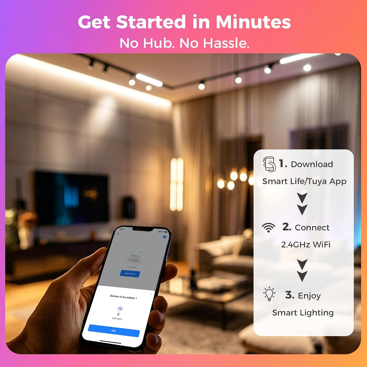 DiCUNO GU10 Smart LED Bulb, Color Changing, 50W Equivalent, 450LM, 4-Pack