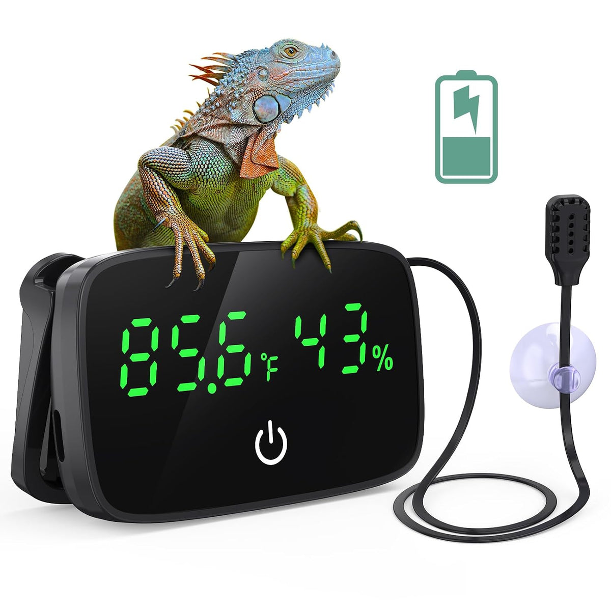 PAIZOO LED Digital Reptile Thermometer and Humidity Gauge with USB Charging
