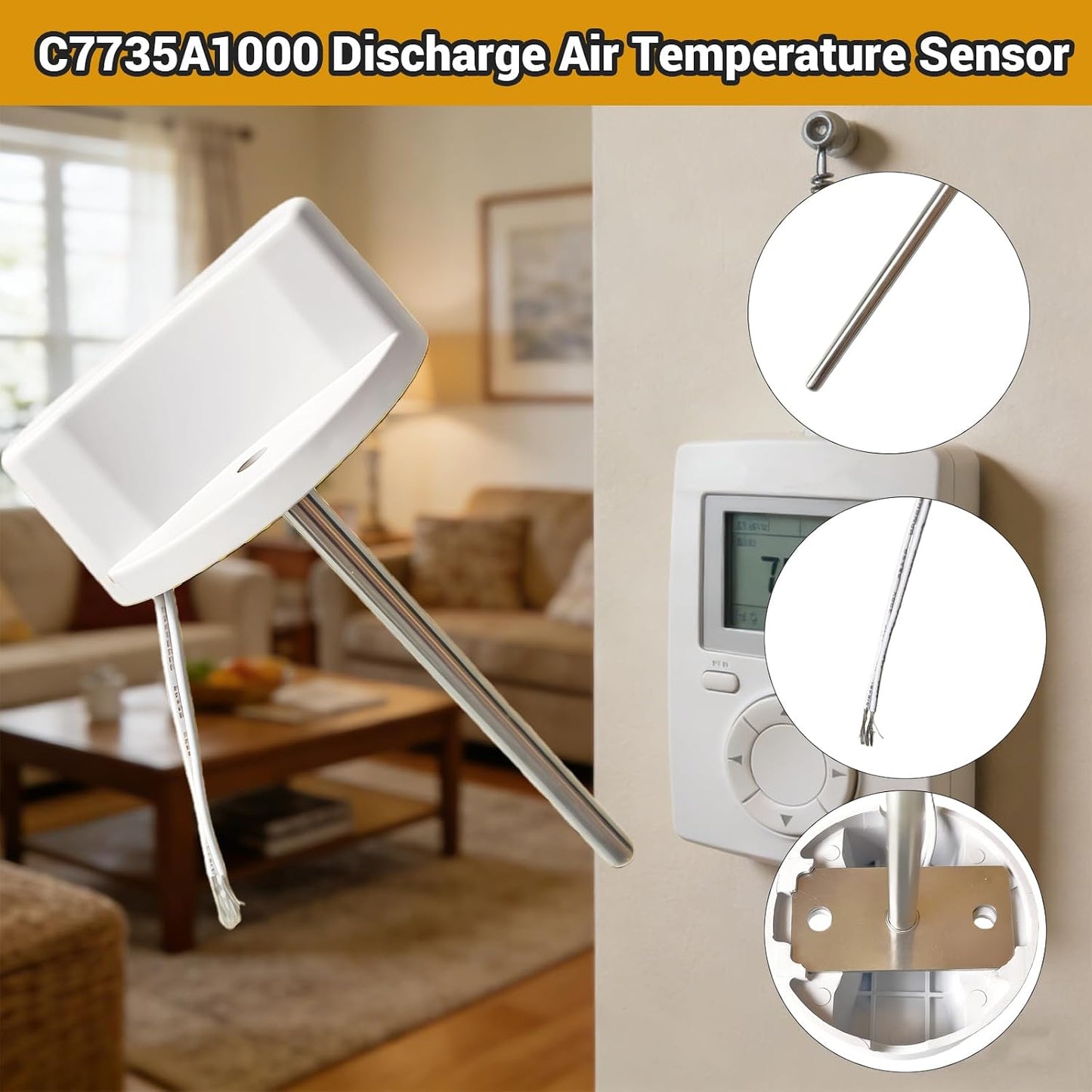 C7735A1000 CECOMINOD032202 Discharge Air Temperature Sensor Compatible with Honeywell Zone HZ221 HZ311 HZ322 HZ432 Panel, TH5320U TH5320R1002 TH6320R1004 THM5320R1000 Controllers Thermostats