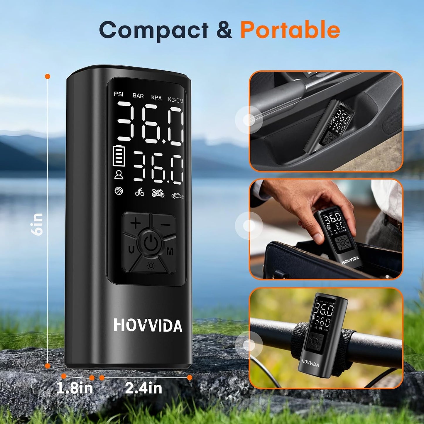 Tire Inflator Portable Air Compressor, Bike Pump, Air Pump for Car Tires 150PSI with Digital Pressure Gauge, Auto Shut-Off, Fast Inflation, Bike Tire Pump for Car, Motorcycle, Bike, Ball
