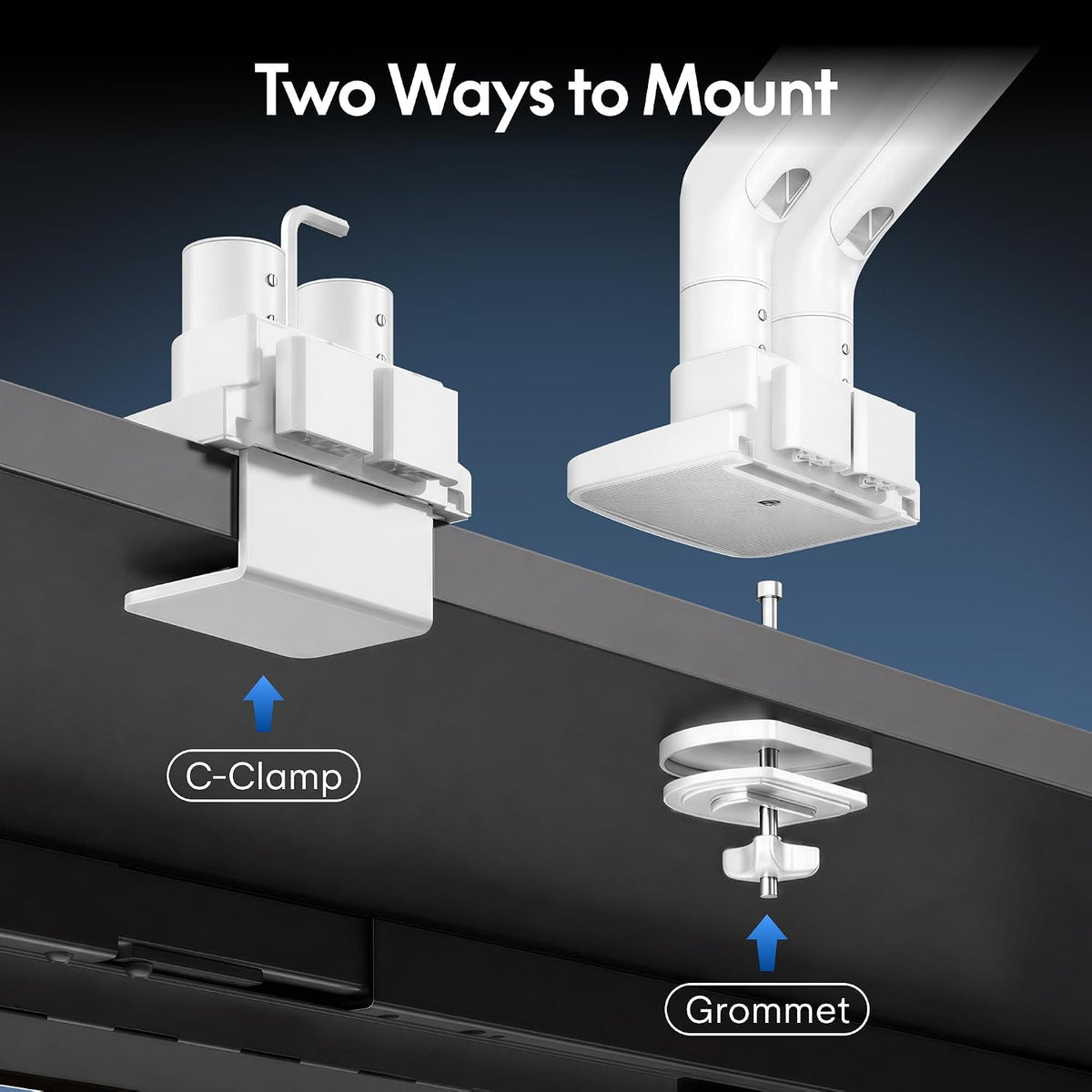 FlexiSpot Monitor Stand, Heavy Duty Dual Monitor Arm for Ultrawide Screen up to 39" and 44 Lbs, Adjustable Gas Spring Arm with C Clamp & Grommet Base for Gaming Office, 75/100 VESA Mount, White