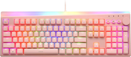 iRocks K71M RGB Mechanical Gaming Keyboard, Multi-Media Knob, Brown Switch