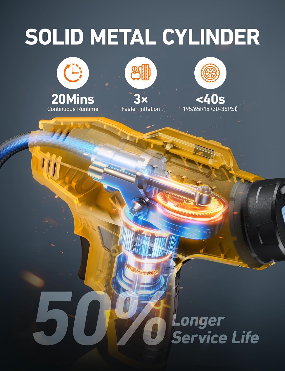 AstroAI Cordless Tire Inflator Portable Air Compressor 160PSI 12VDC Battery | Dual Power Supply Auto Shut-Off Digital Pressure Gauge Fast Inflation Air Pump for Cars Motorcycles Bikes Ball Gift Yellow