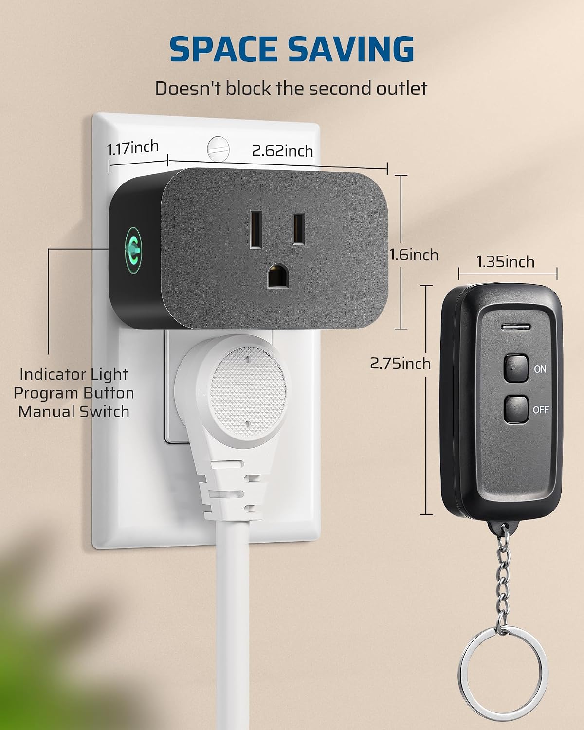 DEWENWILS Indoor Remote Control Outlet No Wiring, 100FT RF Range