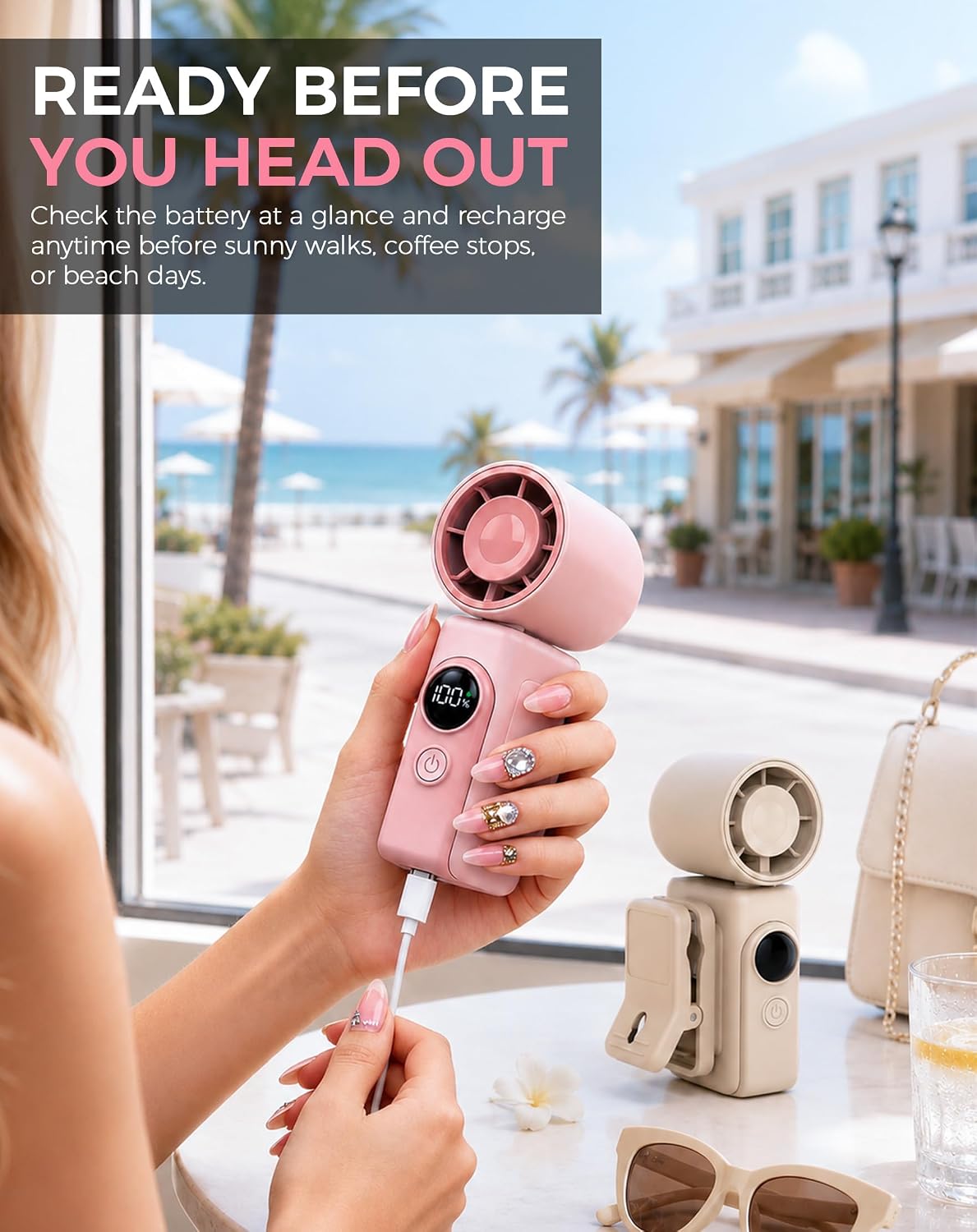 Hotsales Clip-On Portable Fan 2-Pack, 13500 RPM High-Speed Rechargeable Handheld Mini Fan, LED Display, 360° Rotating Detachable Clip, Stroller Fan for Baby, Travel Essentials, Gifts for Women & Men