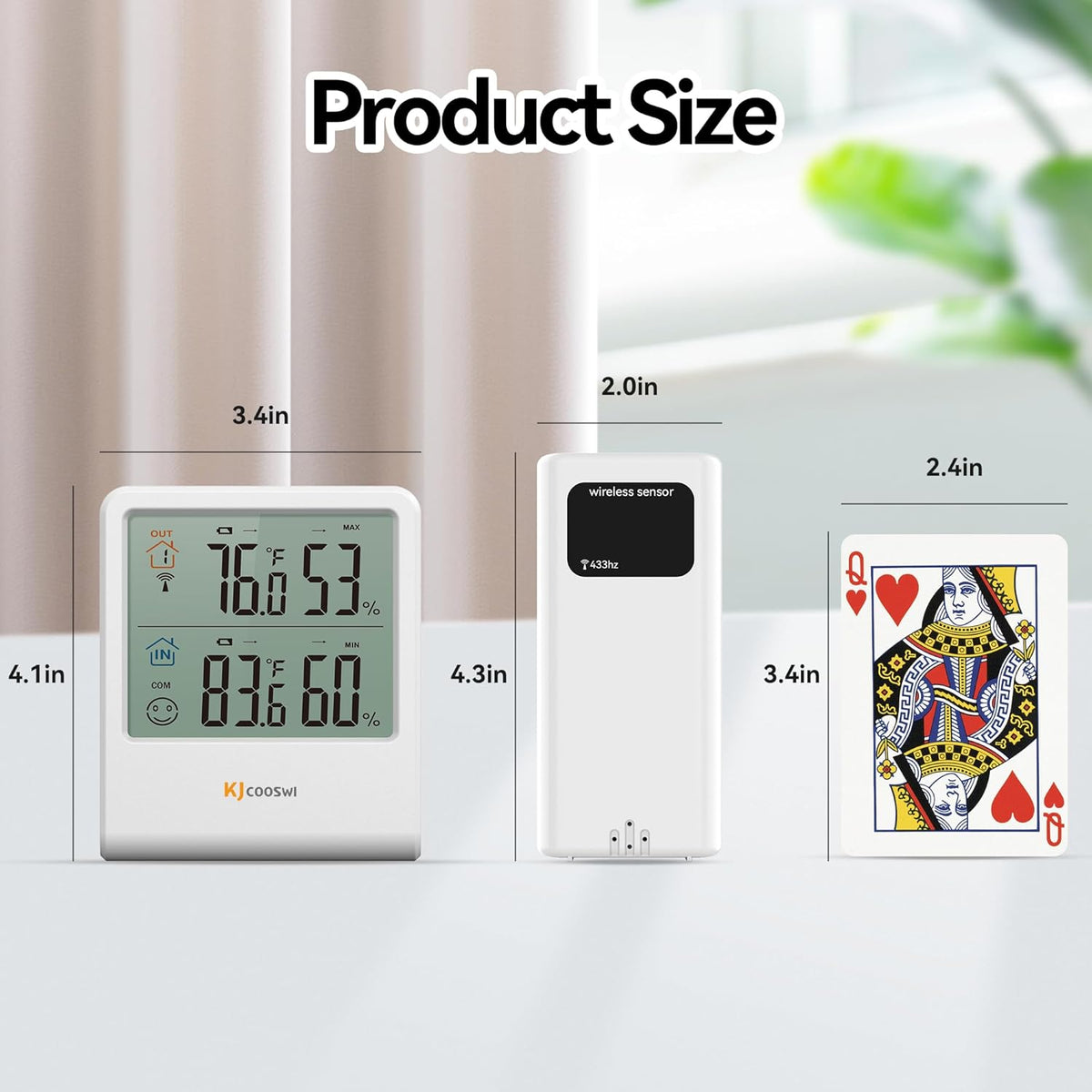 Indoor Outdoor Thermometer Hygrometer with Wireless Sensor, 328 ft Range