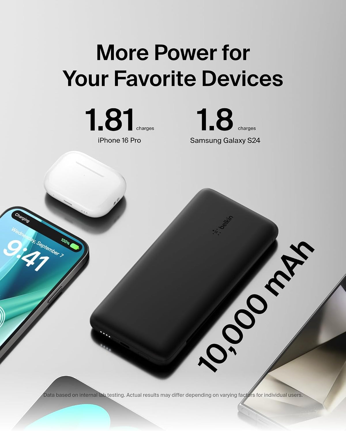 Belkin 10K 23W Portable Charger Power Bank, Integrated USB C and LTG Cables | Fast Charging, iPhone 17, Samsung Galaxy, Pixel, Airpods, iPad, Battery Pack, USB C Port, USB C Cable, Lightning Cable