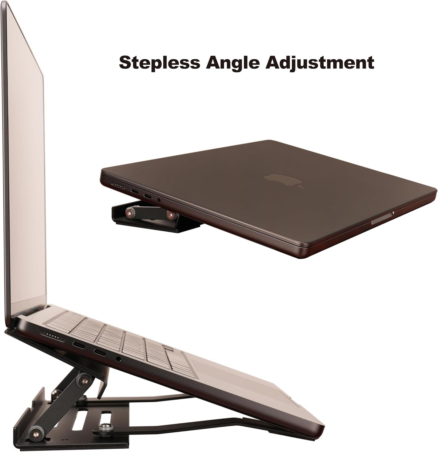 Aluminum Fold & Laptop Riser Stand 3-in-1 Adjustable, Foldable Cooling Stand with Integrated Storage Box, Ruler and Ultra-Slim Portable Design for MacBook, Tablet, Ipad, Keyboard and All Laptop