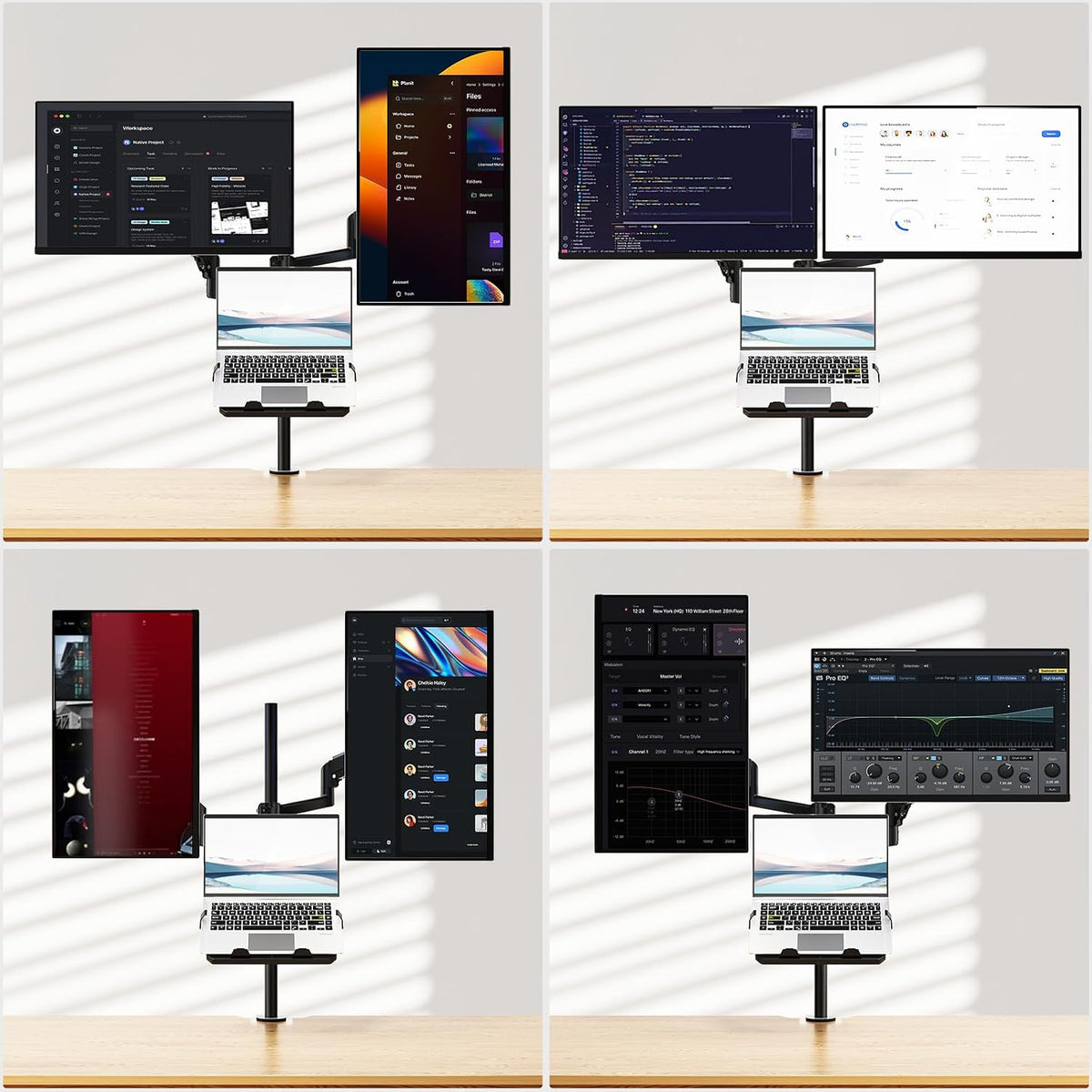 WALI Dual Monitor and Laptop Stand for 17" Notebook and 32" Screens