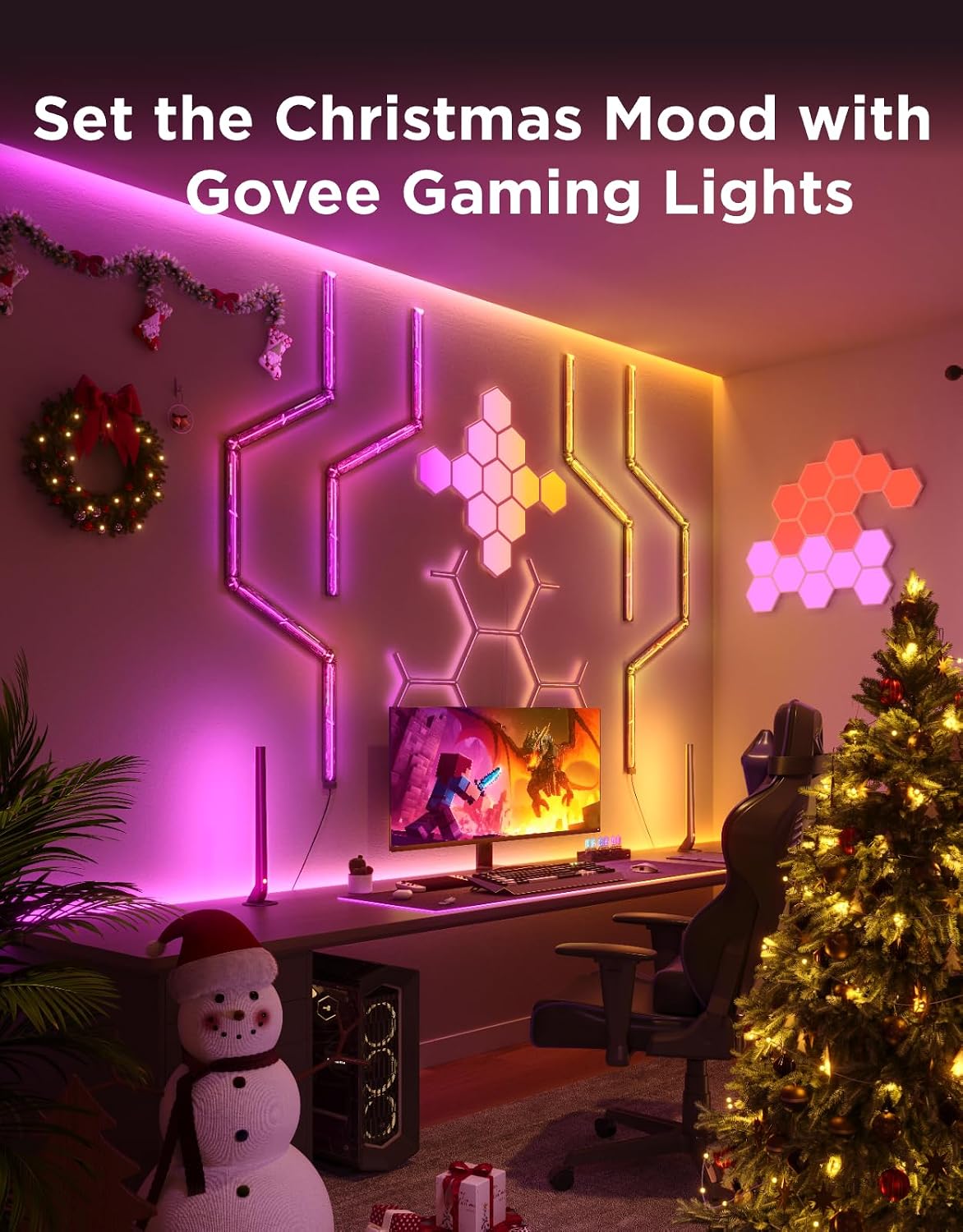 Govee RGBIC Gaming Light Bars H6047 with Smart Controller, Wi-Fi Smart LED | Gaming Lights with Music Modes and 60+ Scene Modes Built, Works with Alexa & Google Assistant, New Year Lights Decor