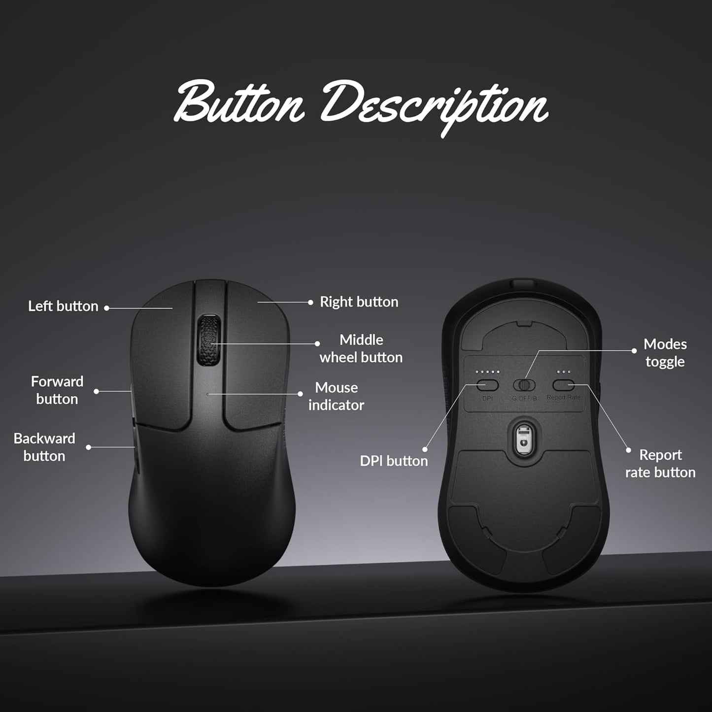 Keychron M3 Mini Wireless Optical Mouse, Bluetooth 5.1/2.4 GHz/Wired Gaming Mouse, Programmable PixArt 3311 Sensor with up to 26,000 DPI/ 650 IPS, Lightweight Ergonomic for Windows Mac Linux - Black