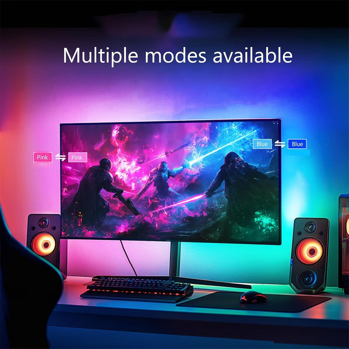 Monitor LED Backlights, RGB Screen Desk Light PC, Computer Light Bar Behind Monitor, LEDs for Desk Gaming, USB Port, LED Strip Lights that Sync with Screen Color or Music(24 inches)