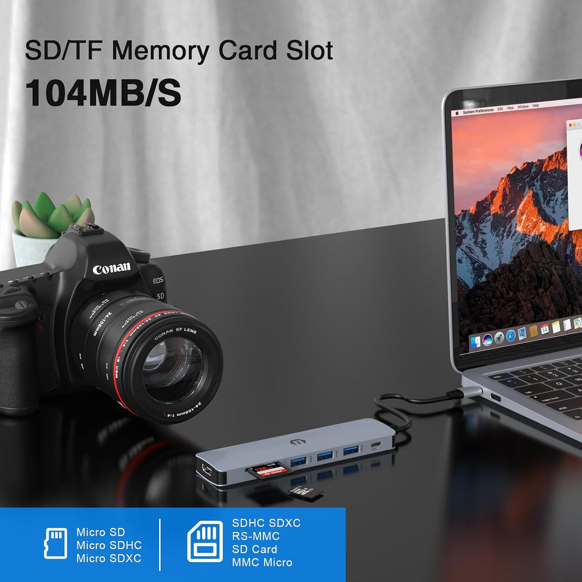 USB C Hub Multiport Adapter, 7-in-1 USB C Docking Station with HDMI, 100W PD, 3 USB 3.0, SD/TF Slot for MacBook Pro/Air, Type C Laptop