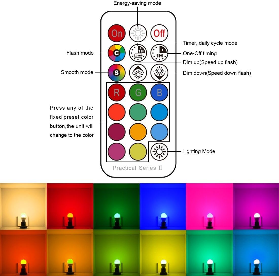 ILC PAR16 LED Light Bulbs 40 Watt Equivalent Color Changing E26 Screw Beam Angle 45°, 12 Colors Warm White 2700K RGB LED Spot Light Bulb with 5W Remote Control 120V (Pack of 4)