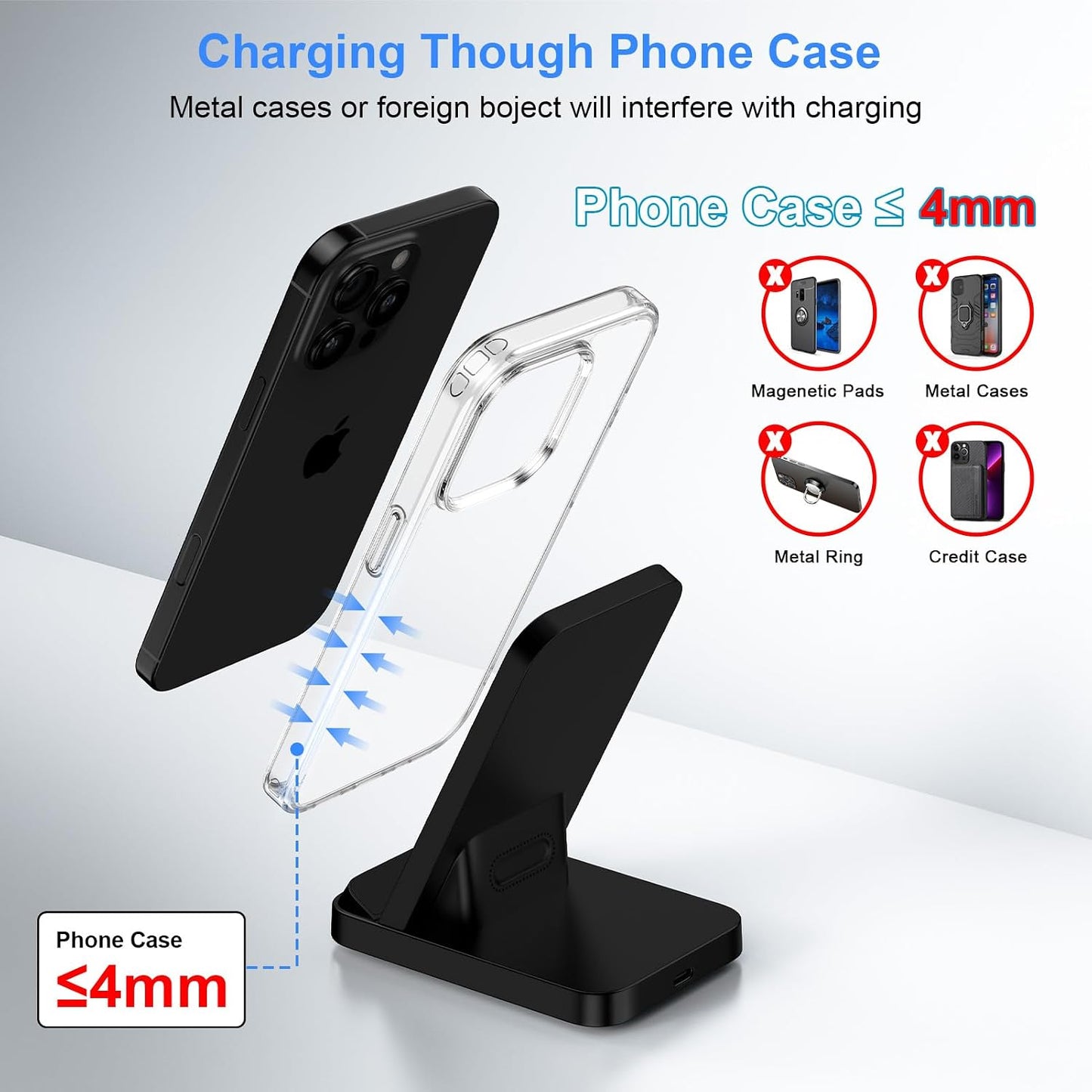for Samsung Wireless Charger Fast Charging Stand for Galaxy S26Ultra/S25 Plus/S24FE/S23/S22/S21, Wireless Phone Charger Stand Android Desk Charging Station for Google Pixel 10 Pro/9a with 18W Adapter
