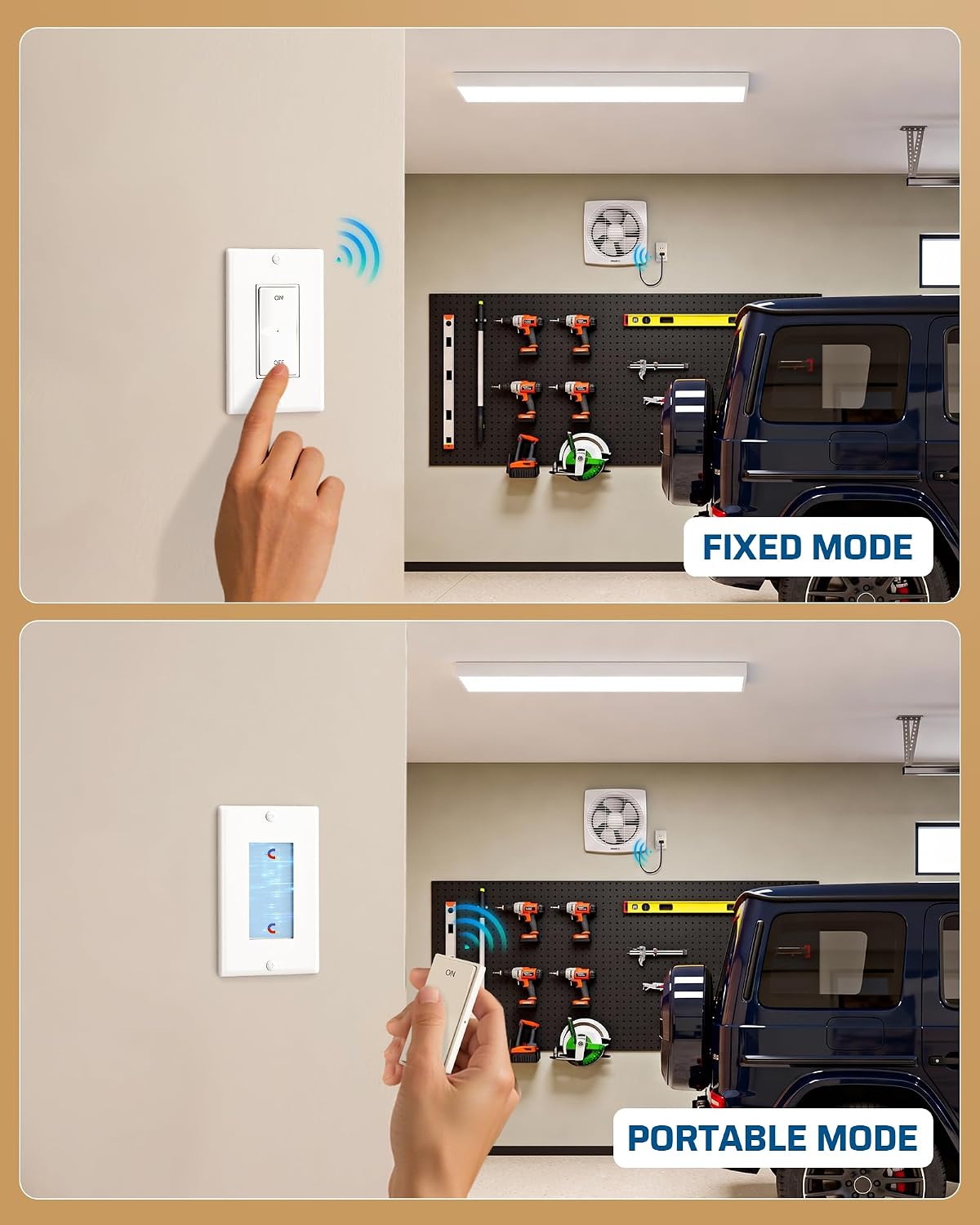 DEWENWILS Remote Control Outlet, Decorator Rocker Wall Switch | 1 Magnetic Remote & 1 Outlet, 100FT Range, No Wiring, 15A/1875W/125V/60Hz, Programmable for Lamps, Fans, Household Appliance
