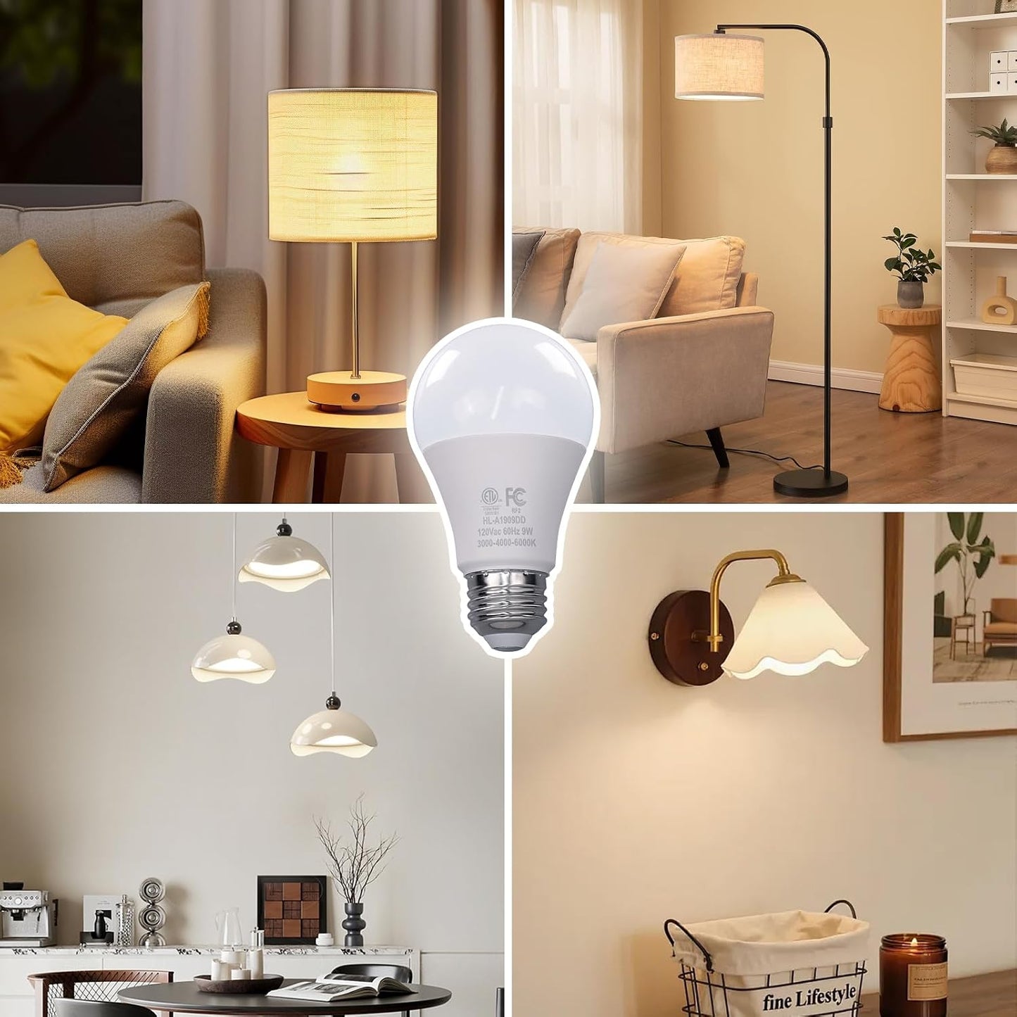 Gupuzm A19 LED Remote Control Bulbs, 800LM 9W, Equivalent to 60W Bulbs, Dimmable Bulb with Remote Control 3000K-6000K, E26 Base, CRI 80+,2.4GHz, Lifespan Over 25,000 Hours (9W-1 Remote-2 Bulb)