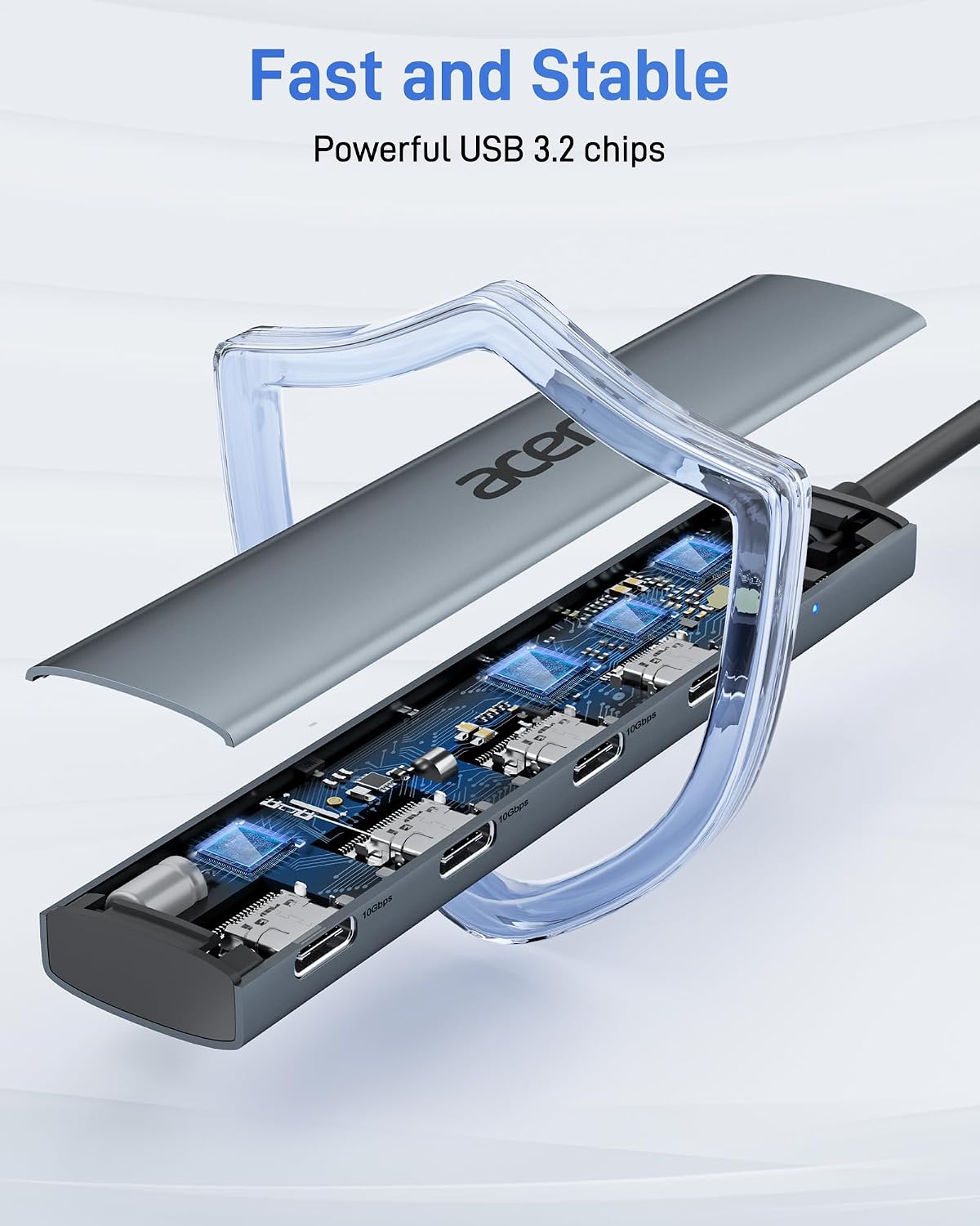 Acer USB C Hub, 10Gbps Type C Splitter with 4 USBC 3.2 Port for Laptop