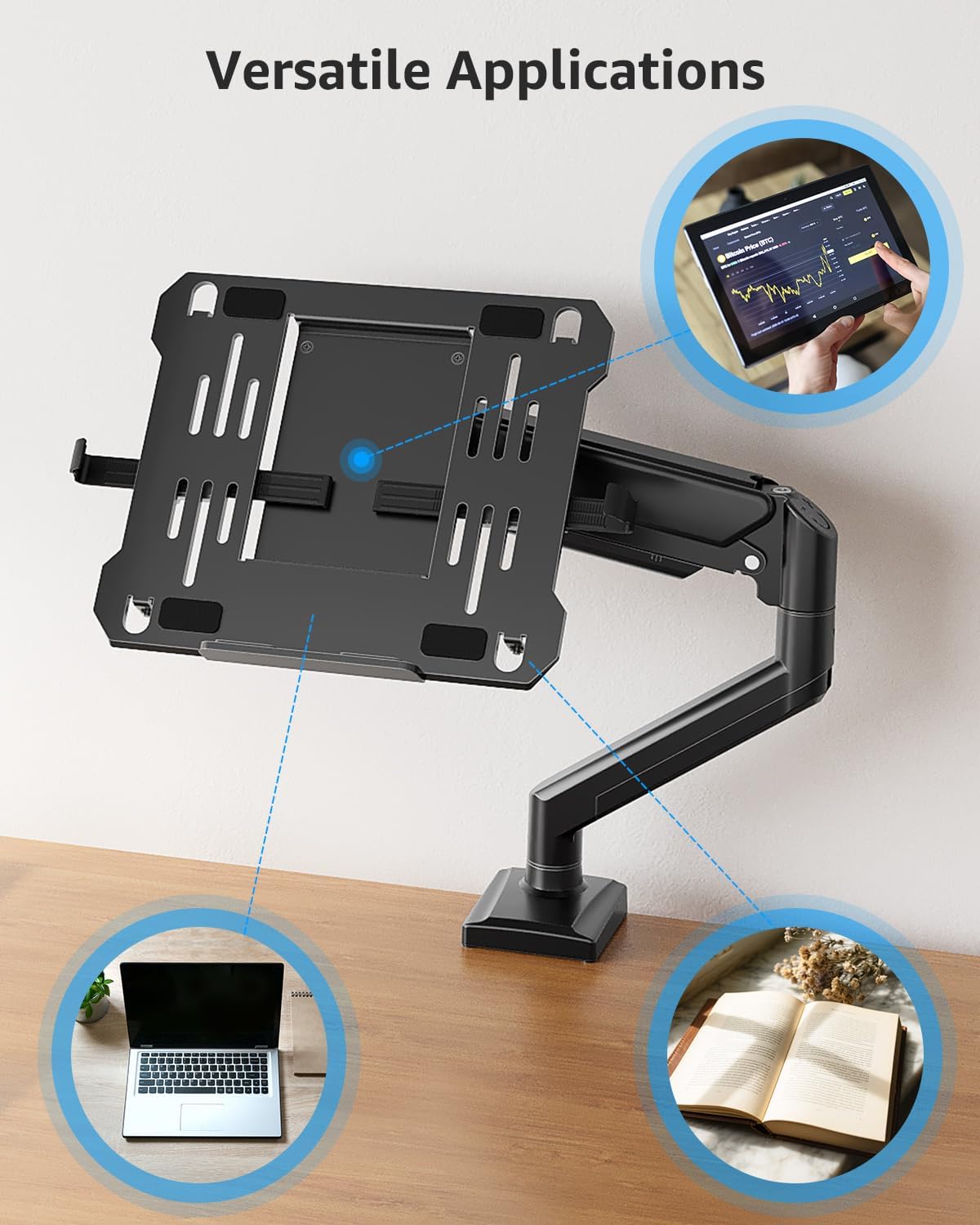 MOUNTUP Laptop Stand for Desk, 2-in-1 Monitor Mount with Laptop Tray Holds 2.2-22lbs, Adjustable Laptops Arm Mount for Max 17" Notebook & 32" Monitor, Laptops Desk Arm with Clamp/Grommet