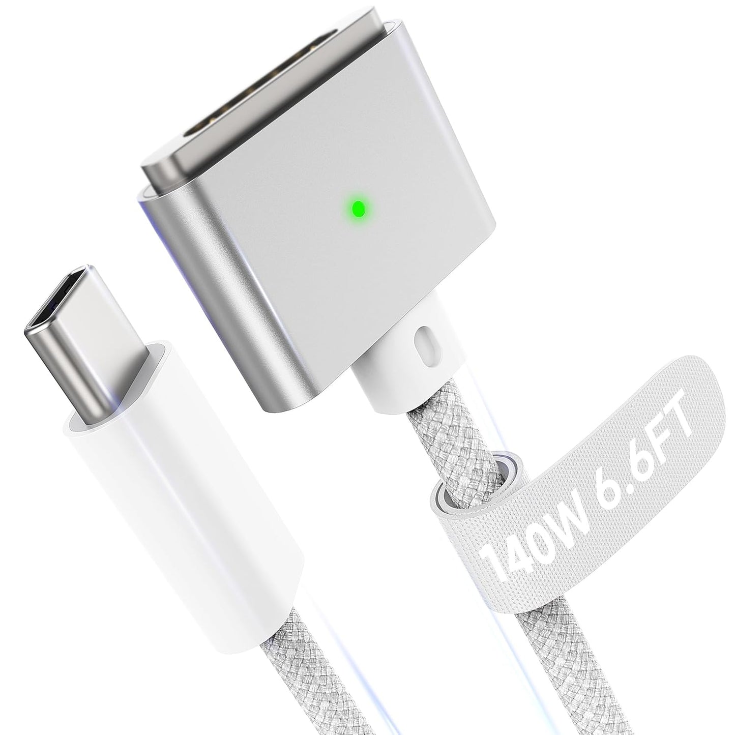 Hugener Magnetic 3 Cable USB-C 6.6FT for MacBook Air Pro Charger, White | M5/M4/M3/M2 140W Cable for MacBook Air (13"/15" 2026/2025/2024/2023/2022), Pro (16"/14" 2026/2025/2024/2023/2021)