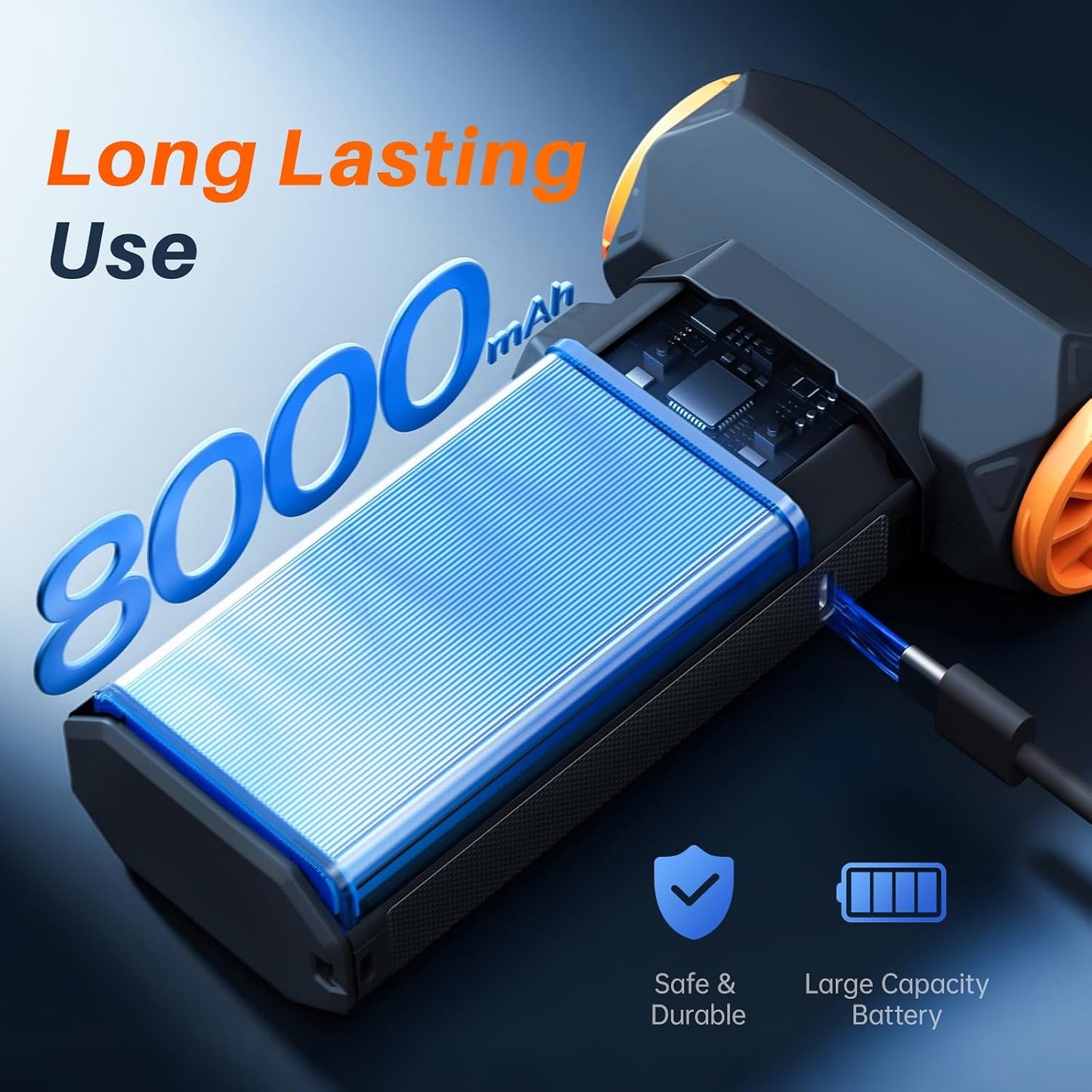 2-in-1 Air Duster & Vacuum, 130000 RPM | 8000mAh USB-C, 100-speed, blower/vacuum for PC, keyboard, car, home. Cordless mini 2-in-1