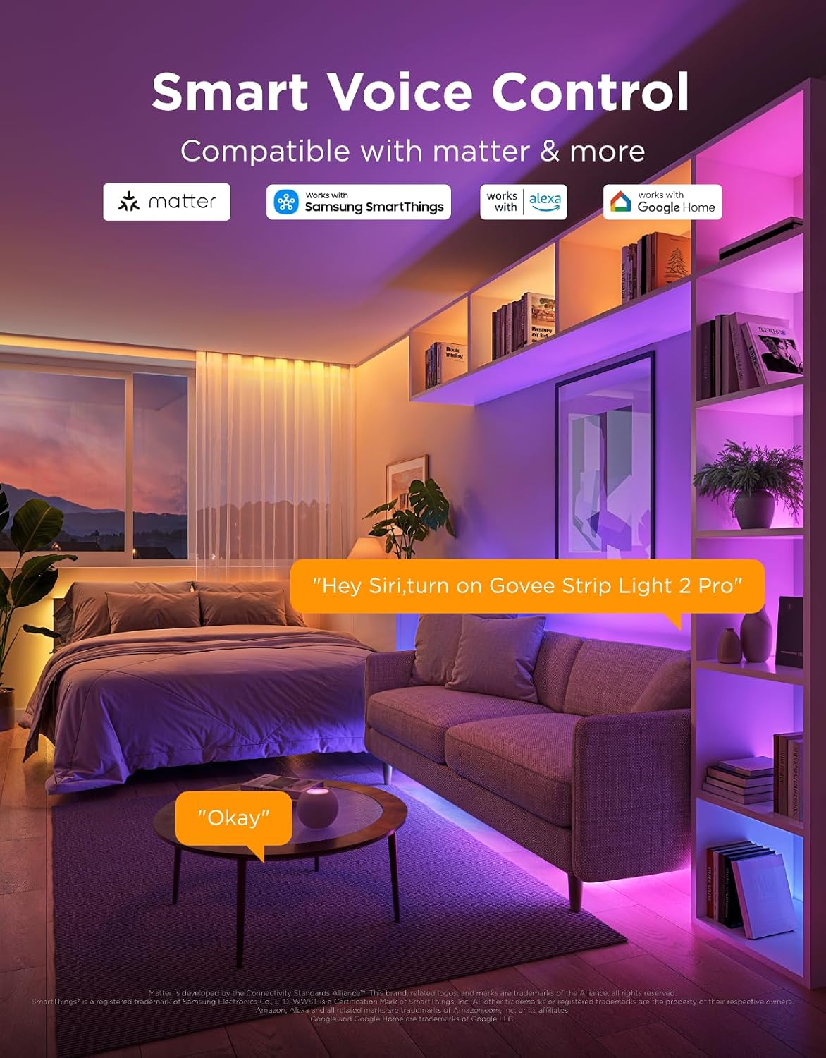 Govee RGBWWIC LED Strip Light 2 Pro 32.8ft, Smart Control, APP, WiFi | Work with Alexa, Google Assistant, Matter and Smarthings, DIY Color Changing, LED Lights for Bedroom, Cabinet, Home Decor