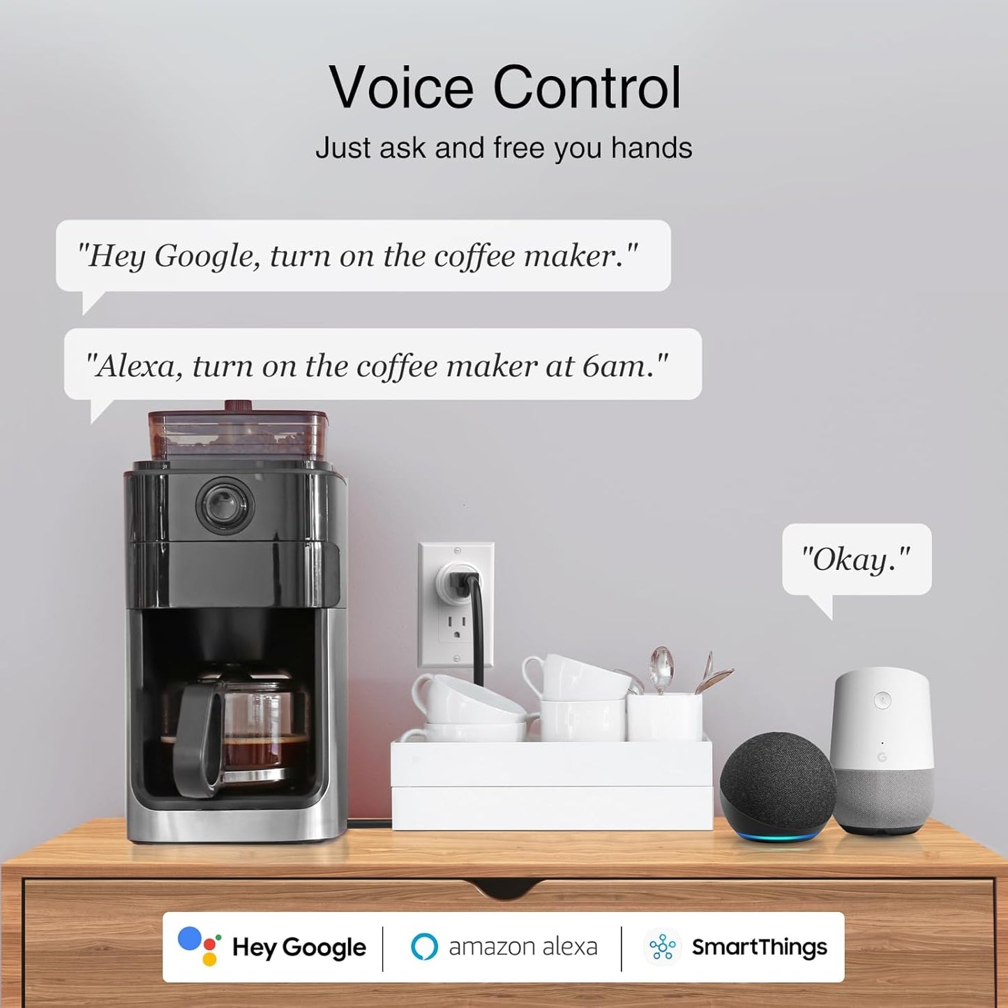 GHome Smart Plug, WiFi Smart Plugs Compatible with Alexa and Google Home, Smart Outlet Timer with APP Remote Control, 2.4GHz Wi-Fi Only, No Hub Required, ETL FCC Listed, White