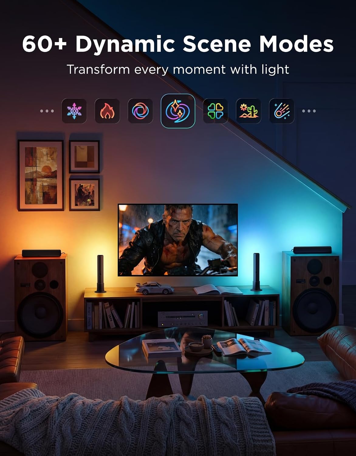 Govee Smart Light Bar, RGBICWW TV Lights for Living Room, Gaming, Black | Compatible with SmartThings, Matter, Alexa, LED Light Bar with Scene and Music Modes for Living Room, Gaming, PC, App Control