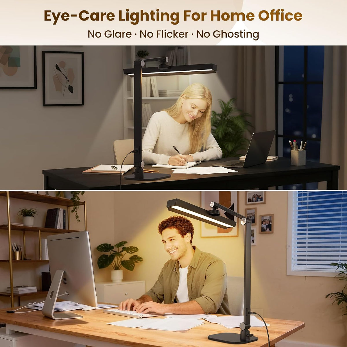 LIONVISON Desk Lamps for Home Office: Dimmable Eye-Caring LED Desk Light
