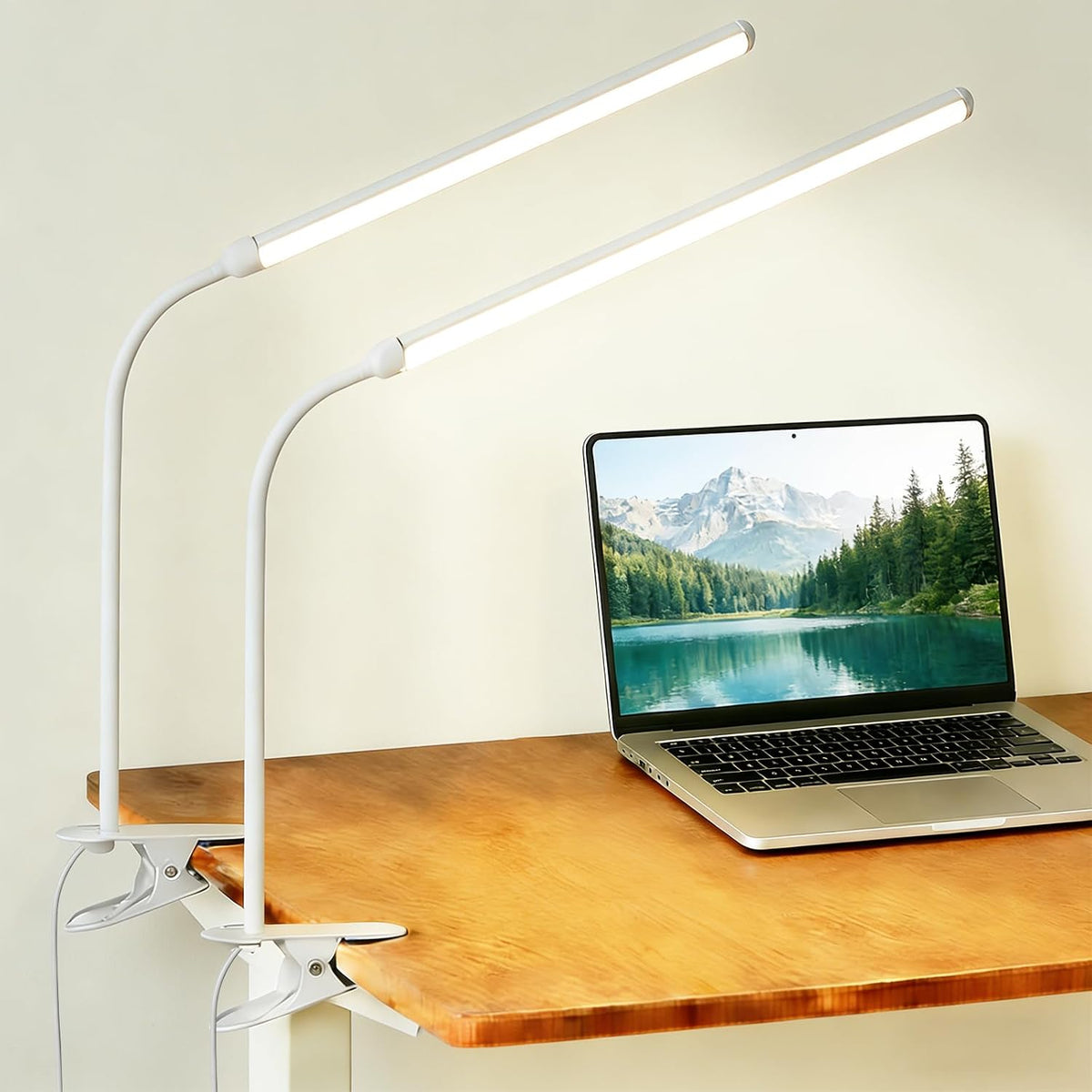 2 Pack LED Clip On Reading Light,Desk Lamp with Clamp,Curved Monitor Light Bar,Bedside Table Lamp for Home Office Bedroom Dorm Study Workbench Task Lighting,Eye Caring Computer Screen Lamp