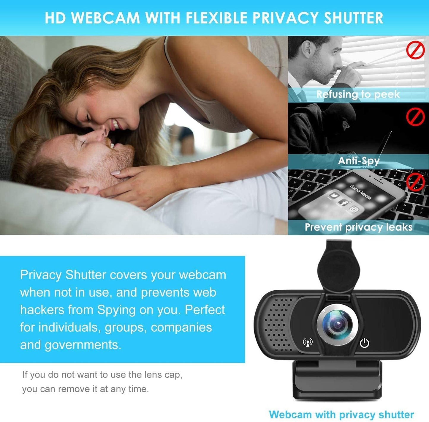 XPCAM HD 1080p Webcam with Microphone,USB Web Camera for Computer PC Laptop | PC Webcam with Cover/Tripod,110°FOV Wide Angle,Plug&Play Streaming Computer Camera for Laptop Mac Zoom,Teams,Twitch Gaming