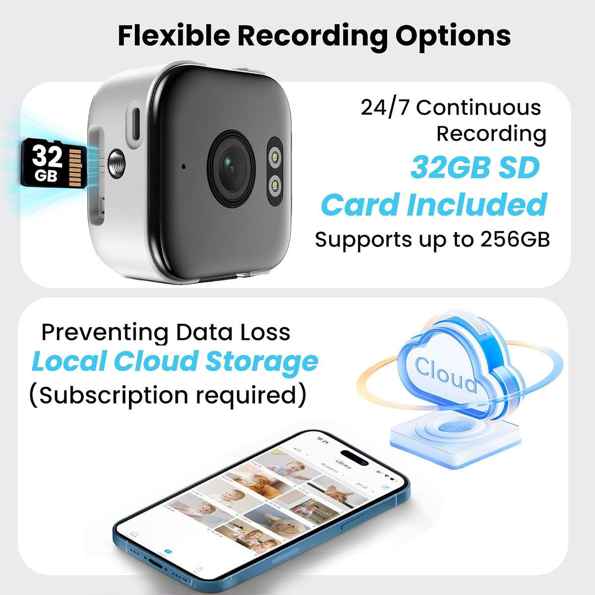 vebiliki 2026 Upgraded 2K Window Camera with 32GB Memory Card, 5GHz & 2.4GHz WiFi Indoor Security Camera with Starlight Color Night Vision, AI Person & Motion Detection, Easy Install, 24/7 Recording