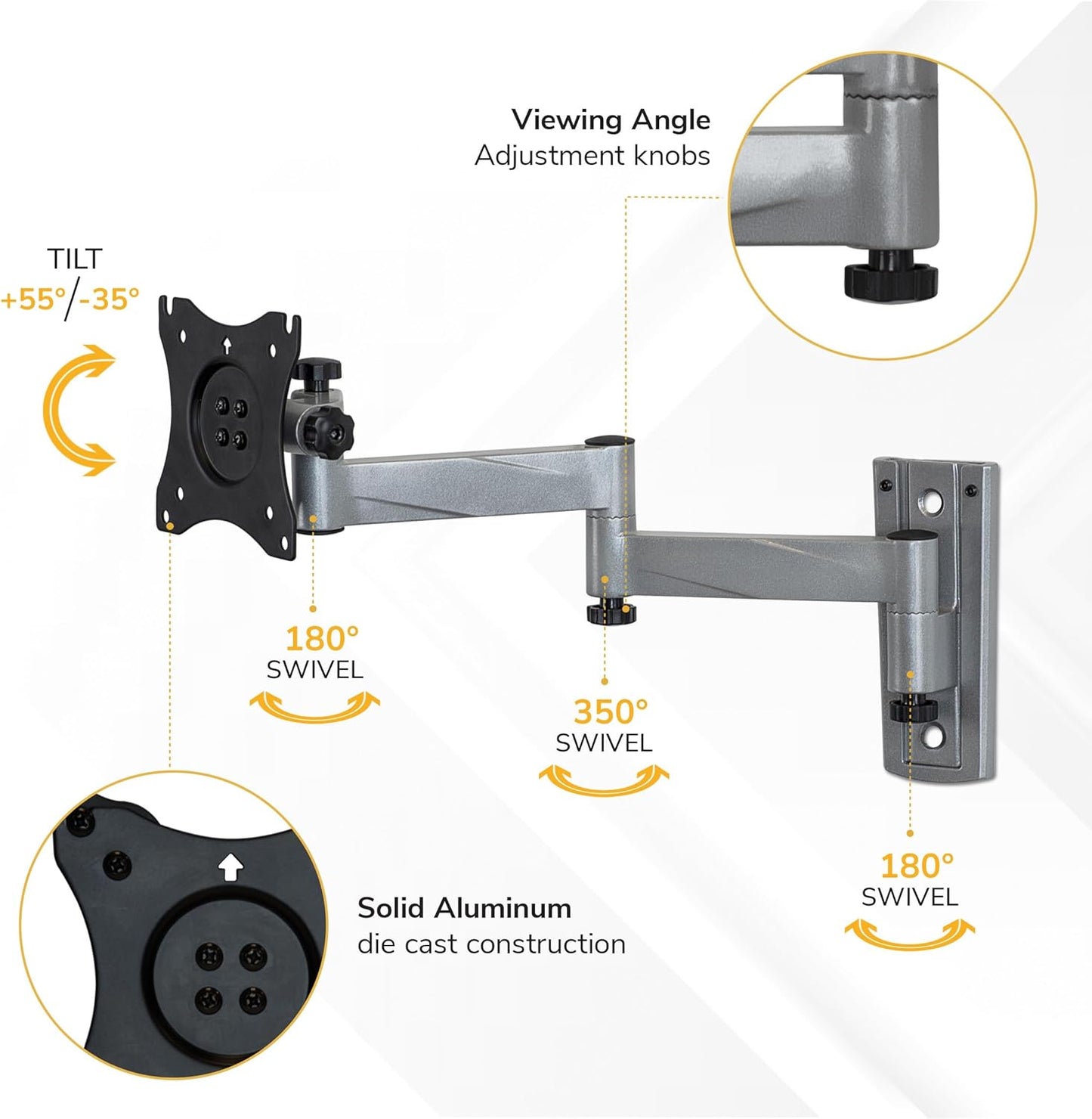 Mount-It! Lockable RV TV Mount for Camper, Trailer, Motorhome, Truck & Boat, Full Motion, Quick Release, Rust-Resistant Aluminum, Dual Wall Plates for Indoor & Outdoor, 19-43 TVs, 33 lbs, VESA 200x200