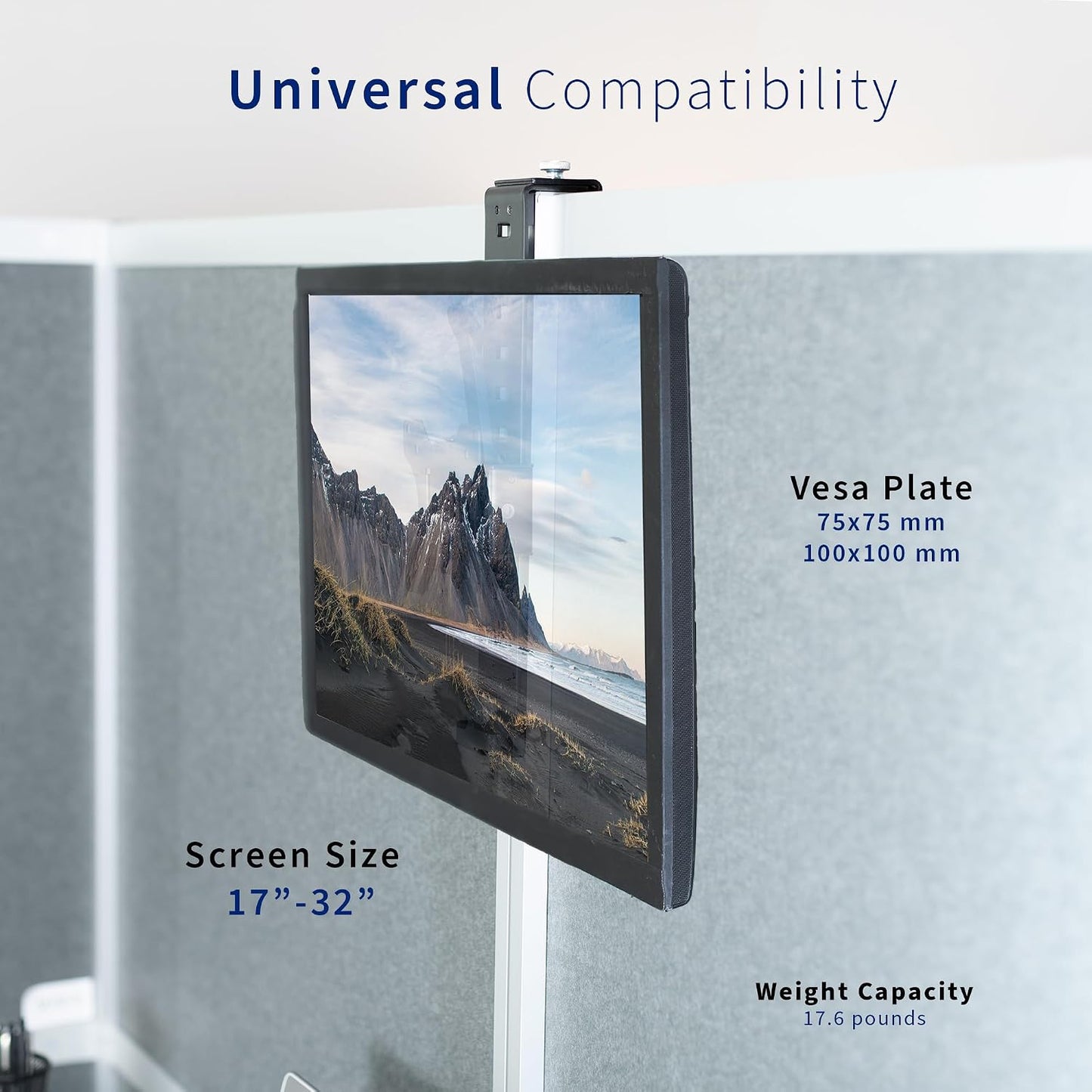 VIVO Black Office Cubicle Bracket VESA Monitor Mount Stand Hanger Attachment Adjustable Clamp for 17 to 32 inch Screen (Mount-CUB1)